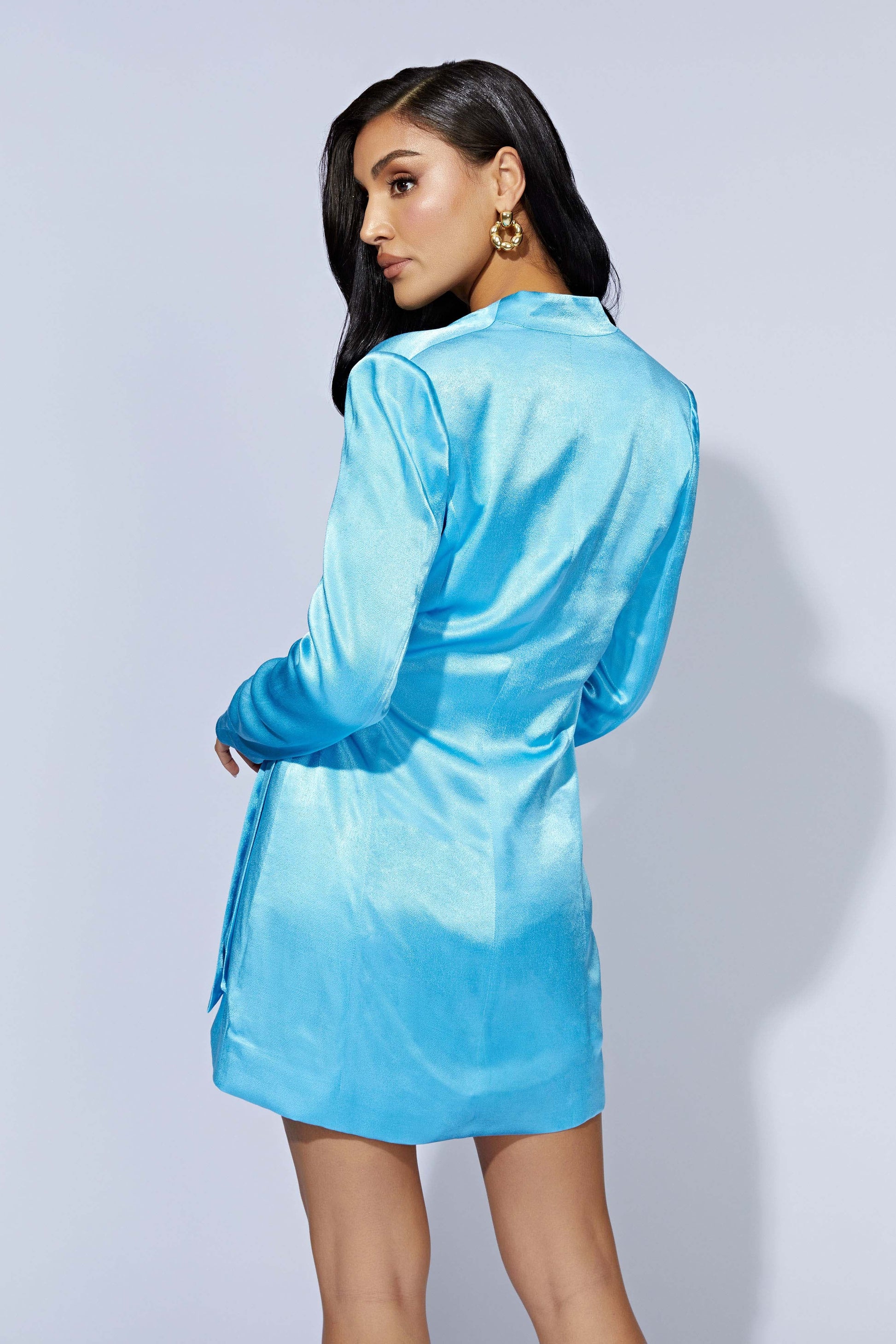 Saira Tie Up Mini Dress - Azure Blue #2