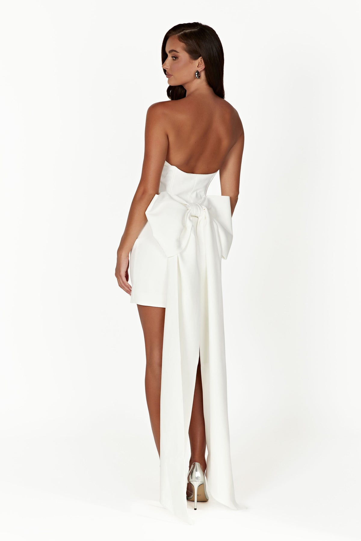 Meredith Strapless Bow Mini Dress - White #4