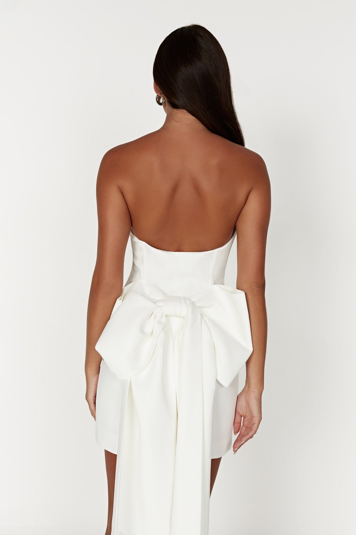 Meredith Strapless Bow Mini Dress - White #9
