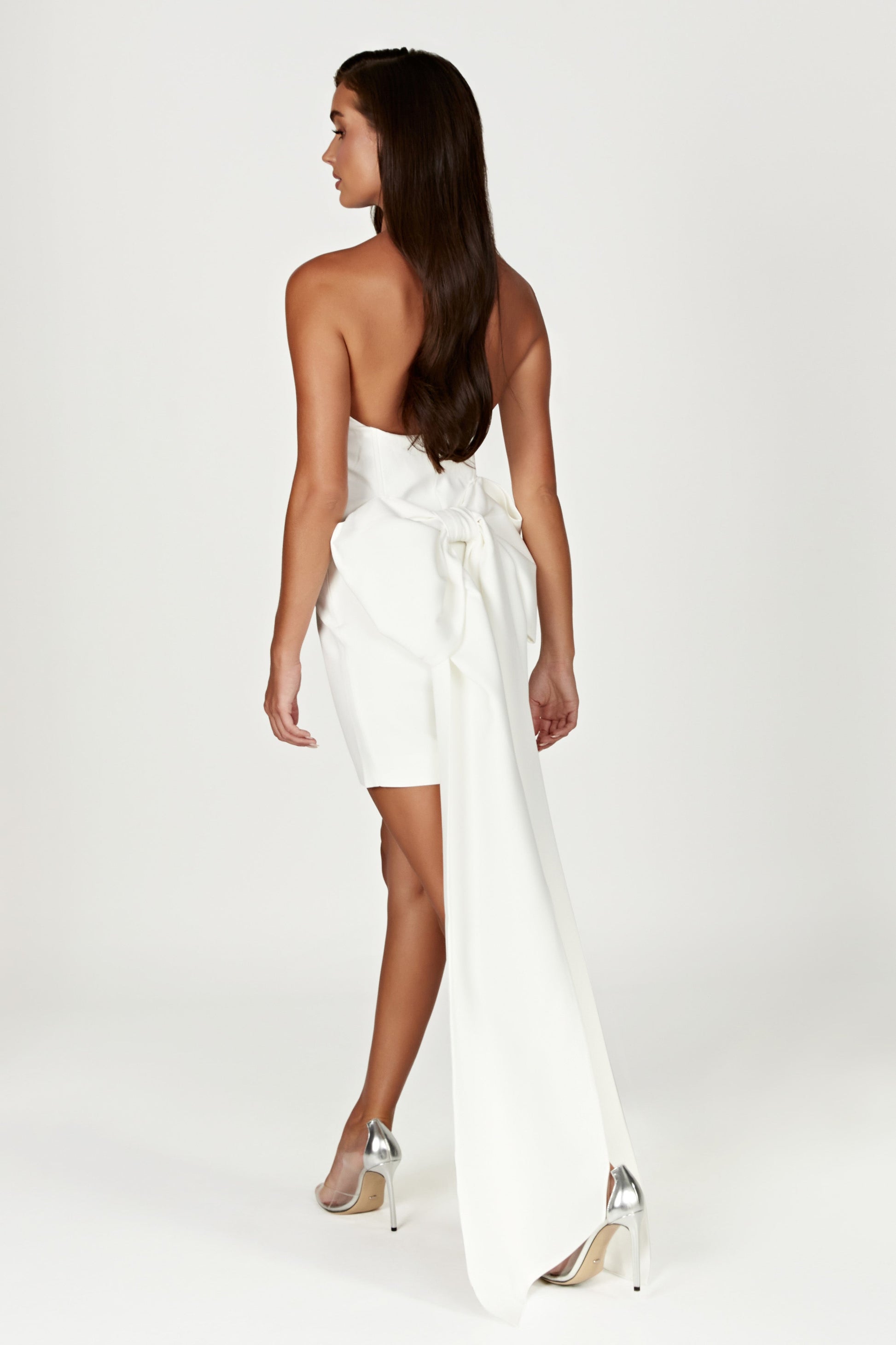 Meredith Strapless Bow Mini Dress - White #8