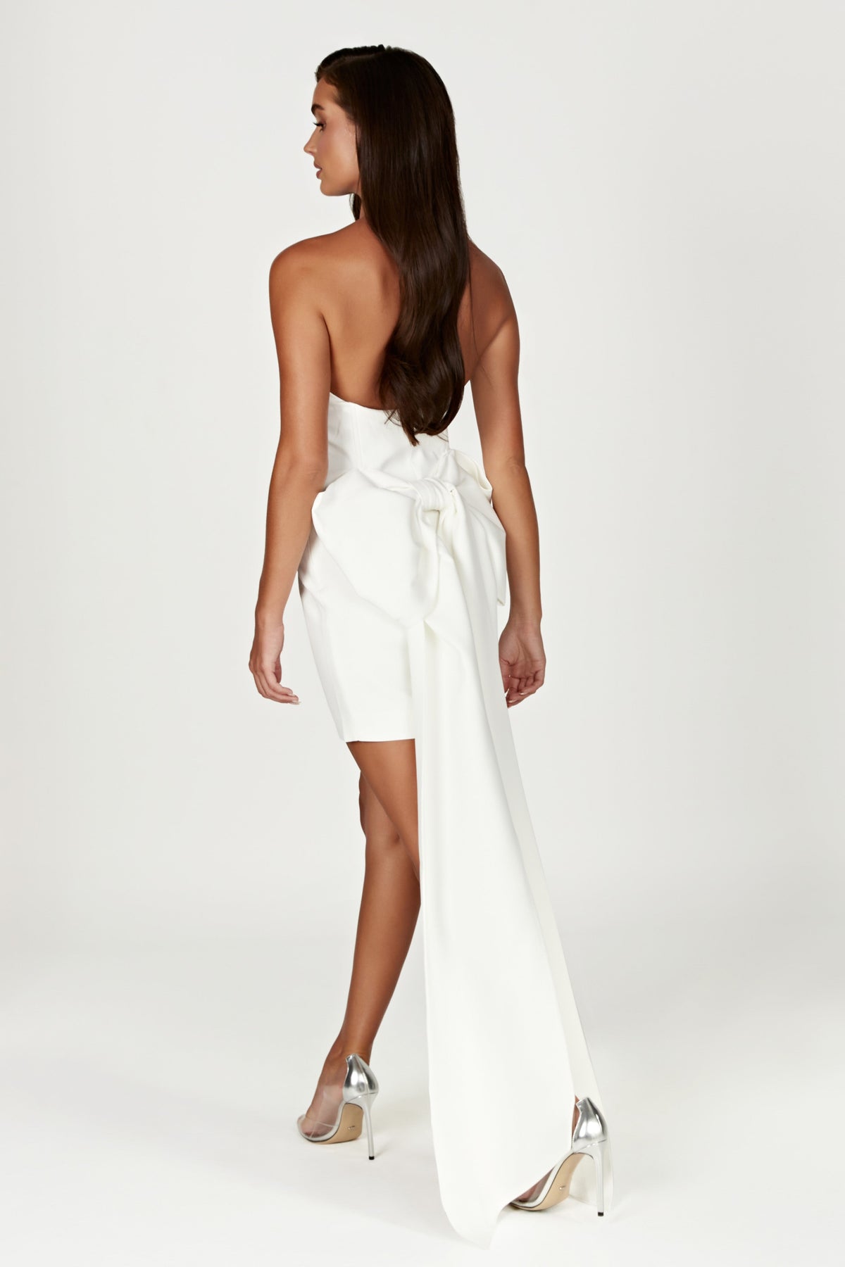 Meredith Strapless Bow Mini Dress - White #8