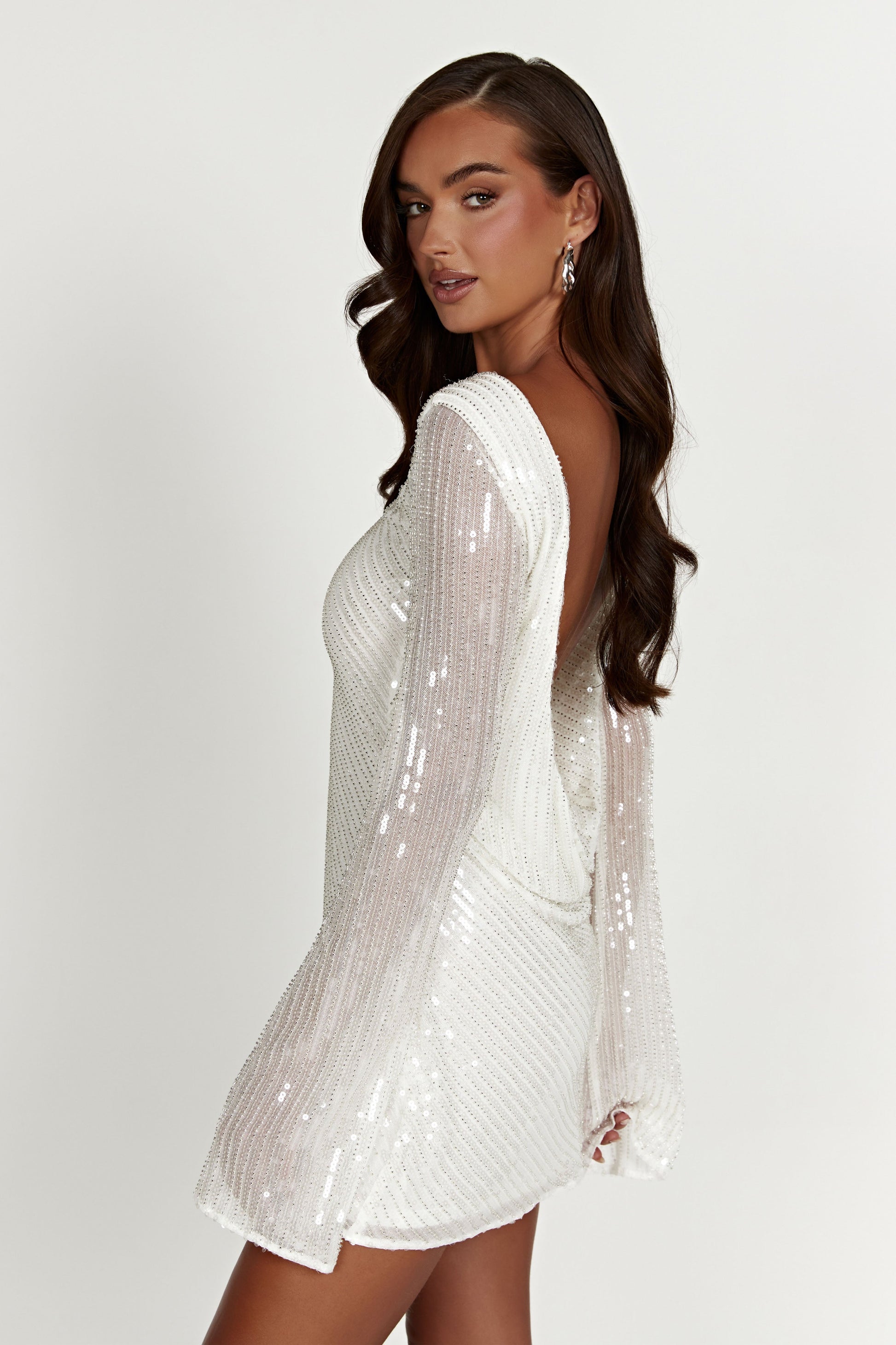 Nala Sequin Mini Dress - White #6
