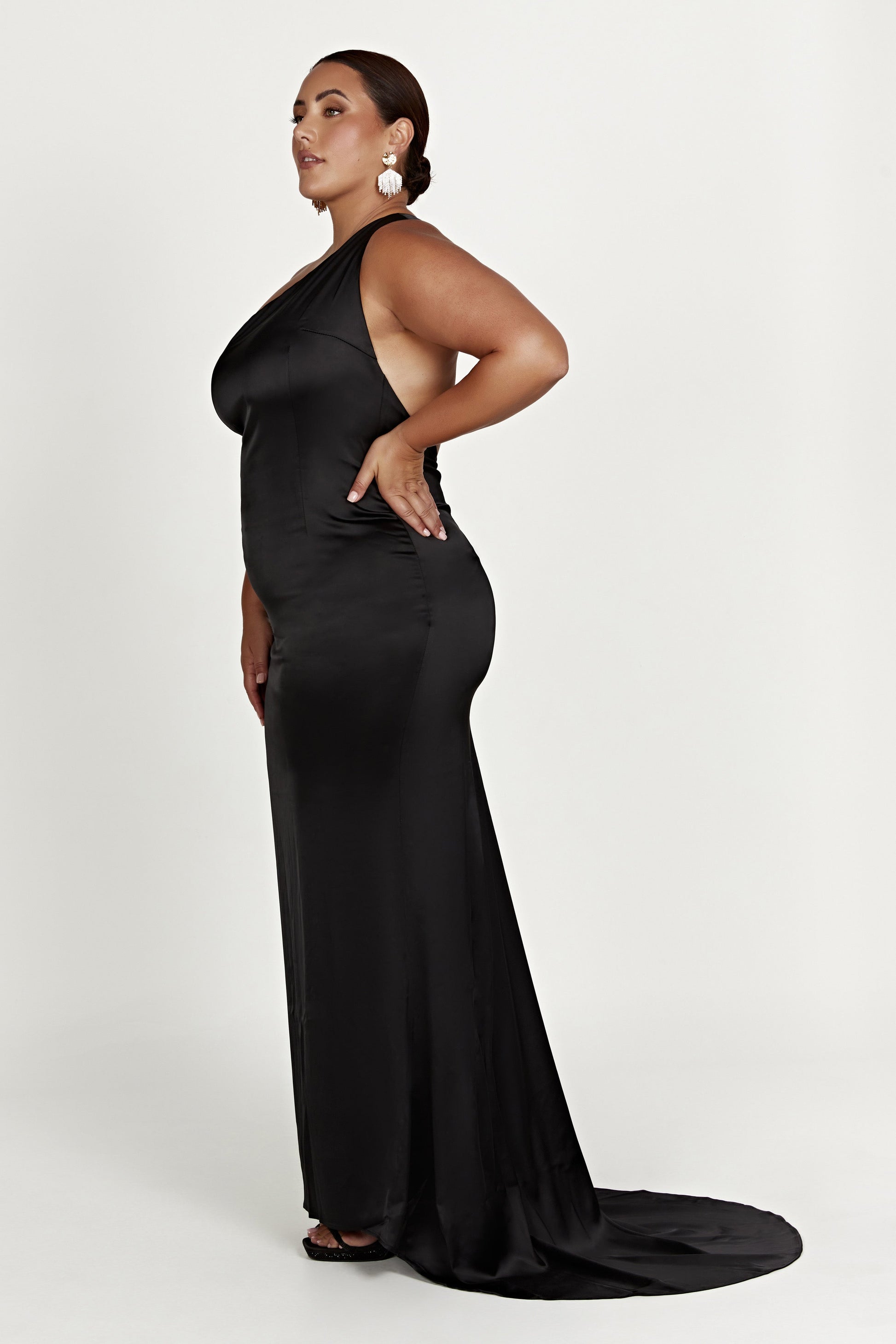 Harper One Shoulder Gown - Black #12