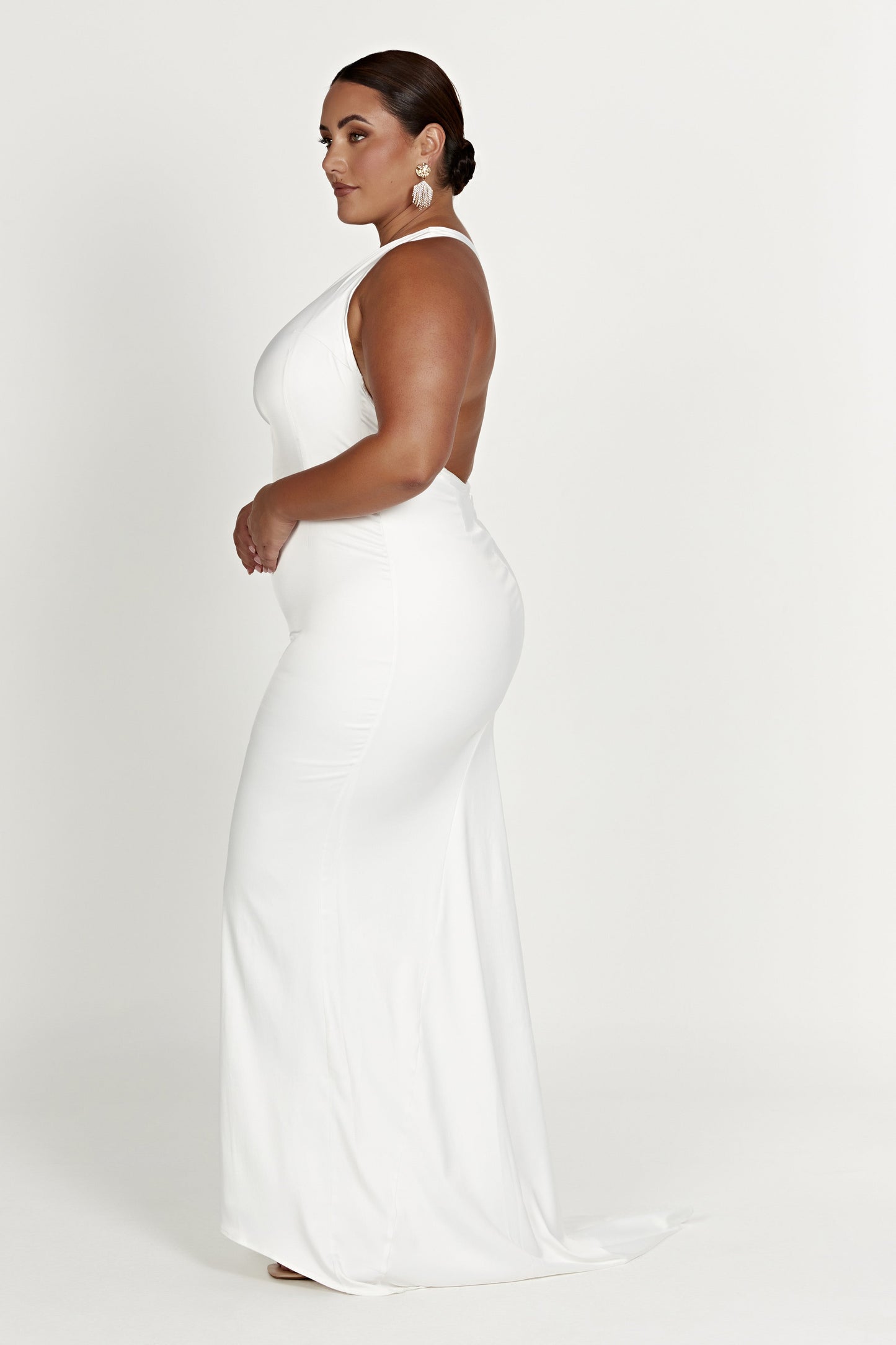 Harper One Shoulder Gown - White