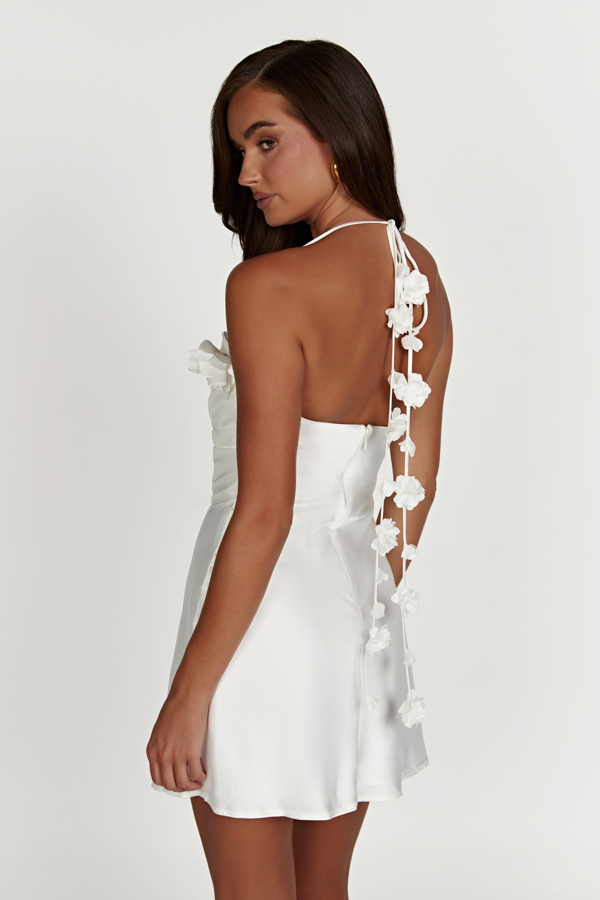 Otillie Rose Halter Mini Dress - White #4