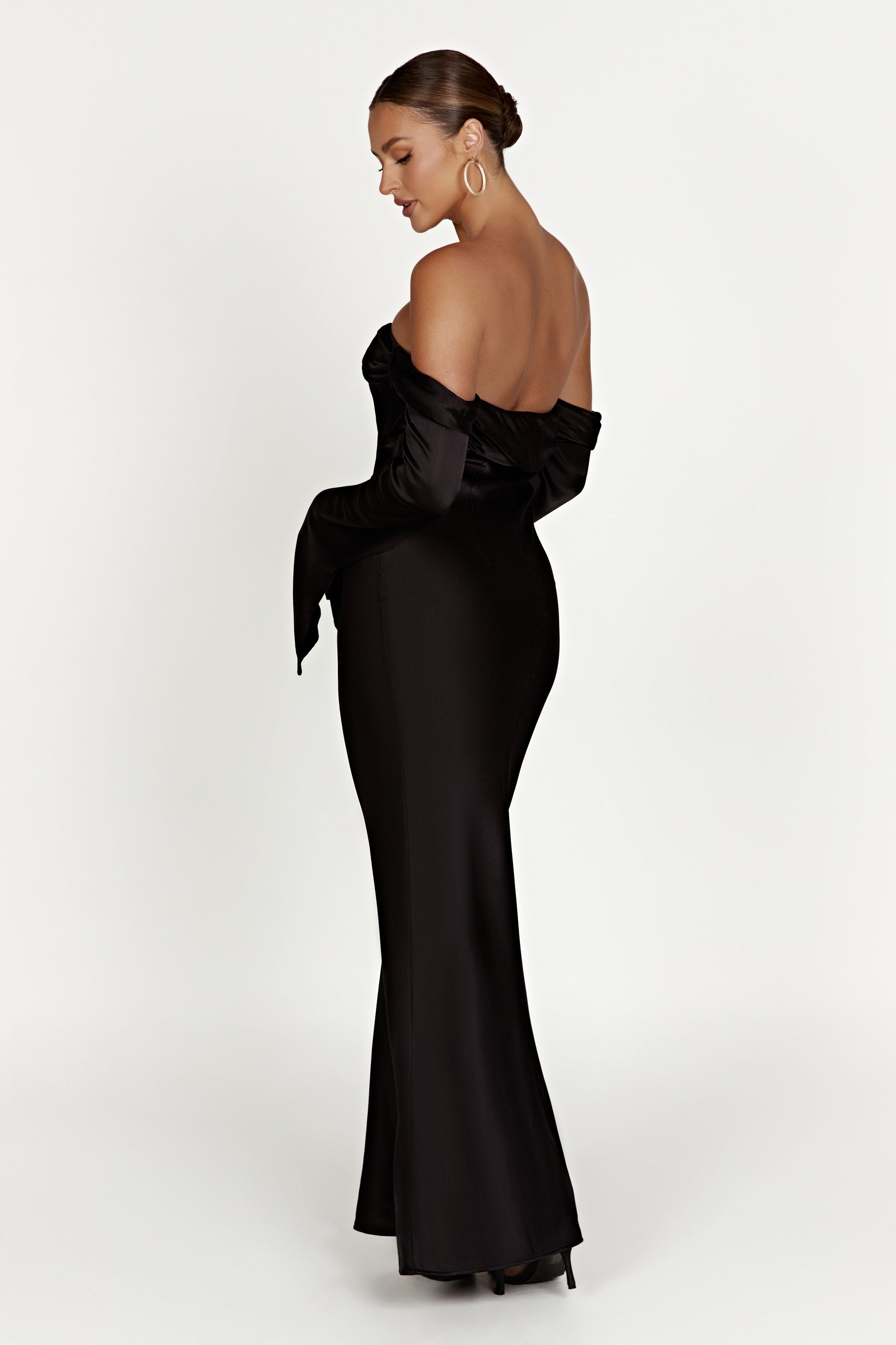 Giselle Off Shoulder Cowl Neck Maxi Dress - Black #3