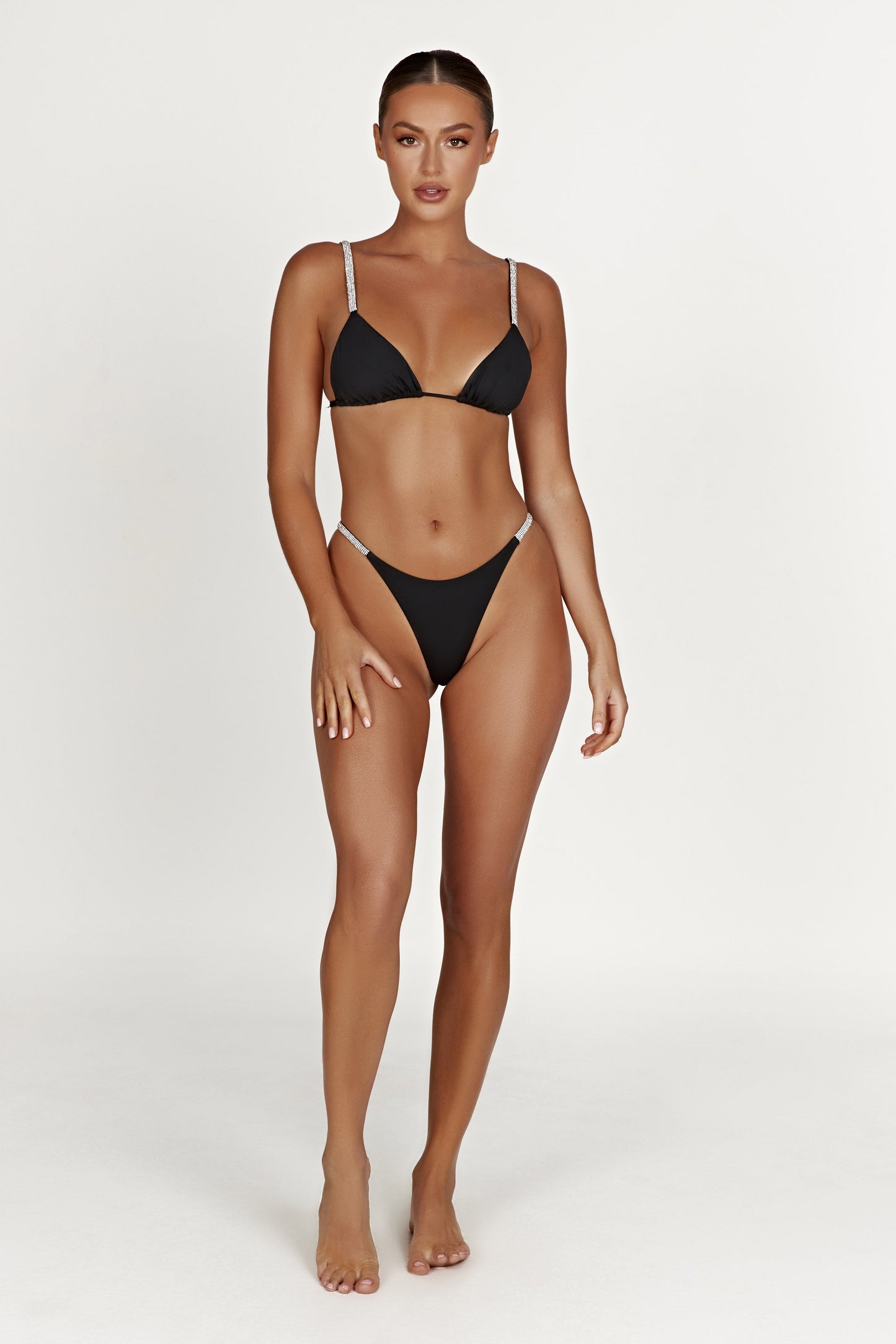 Finley Diamante Band Recycled Bikini Top - Black