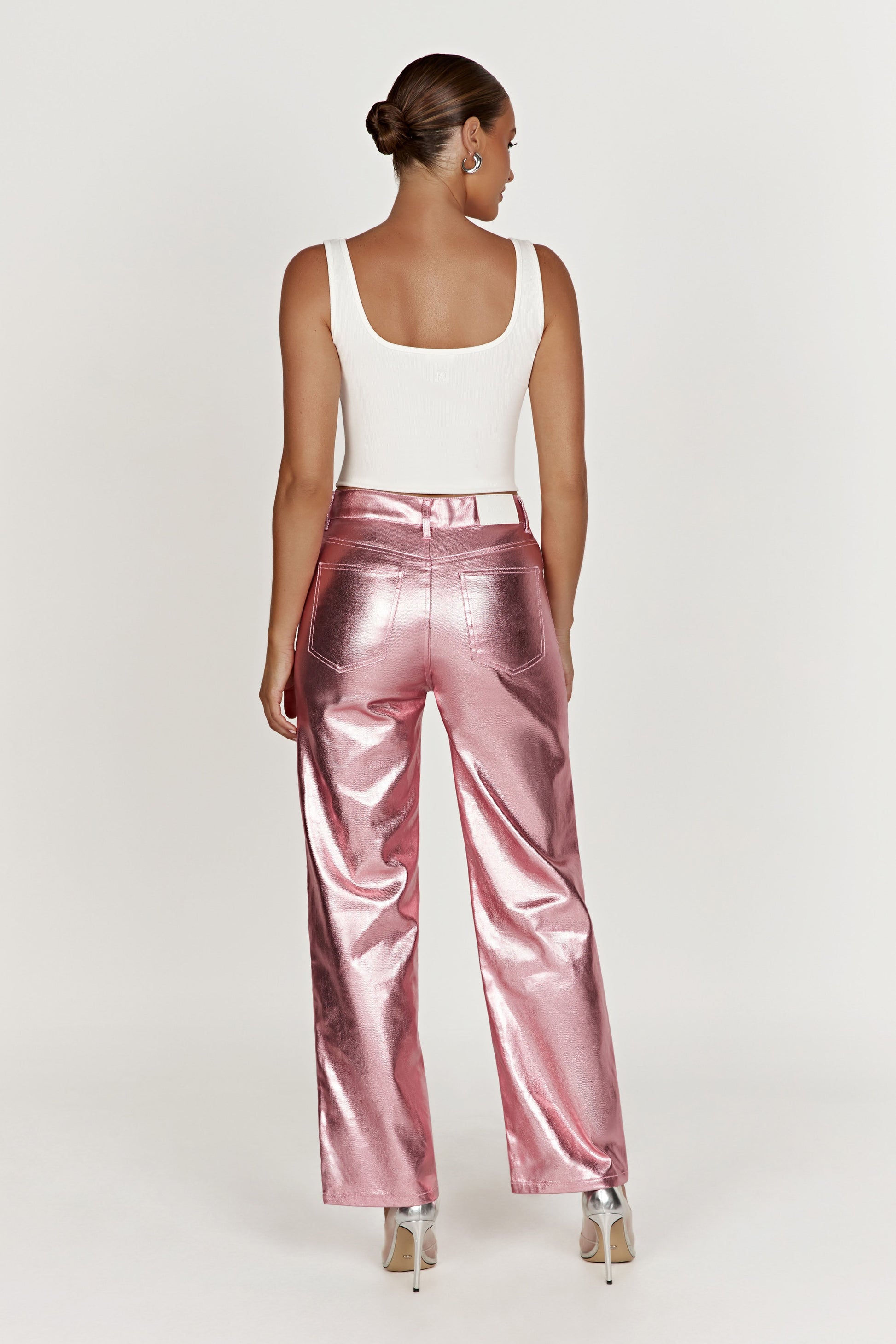 Minnie Metallic Straight Jean - Metallic Pink #8