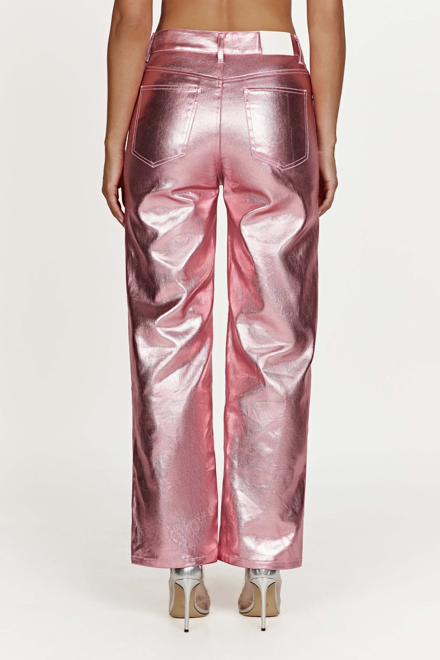 Minnie Metallic Straight Jean - Metallic Pink