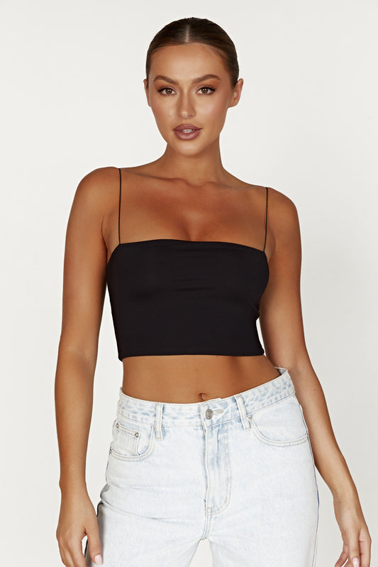 Yvonne Cami Crop Top - Black