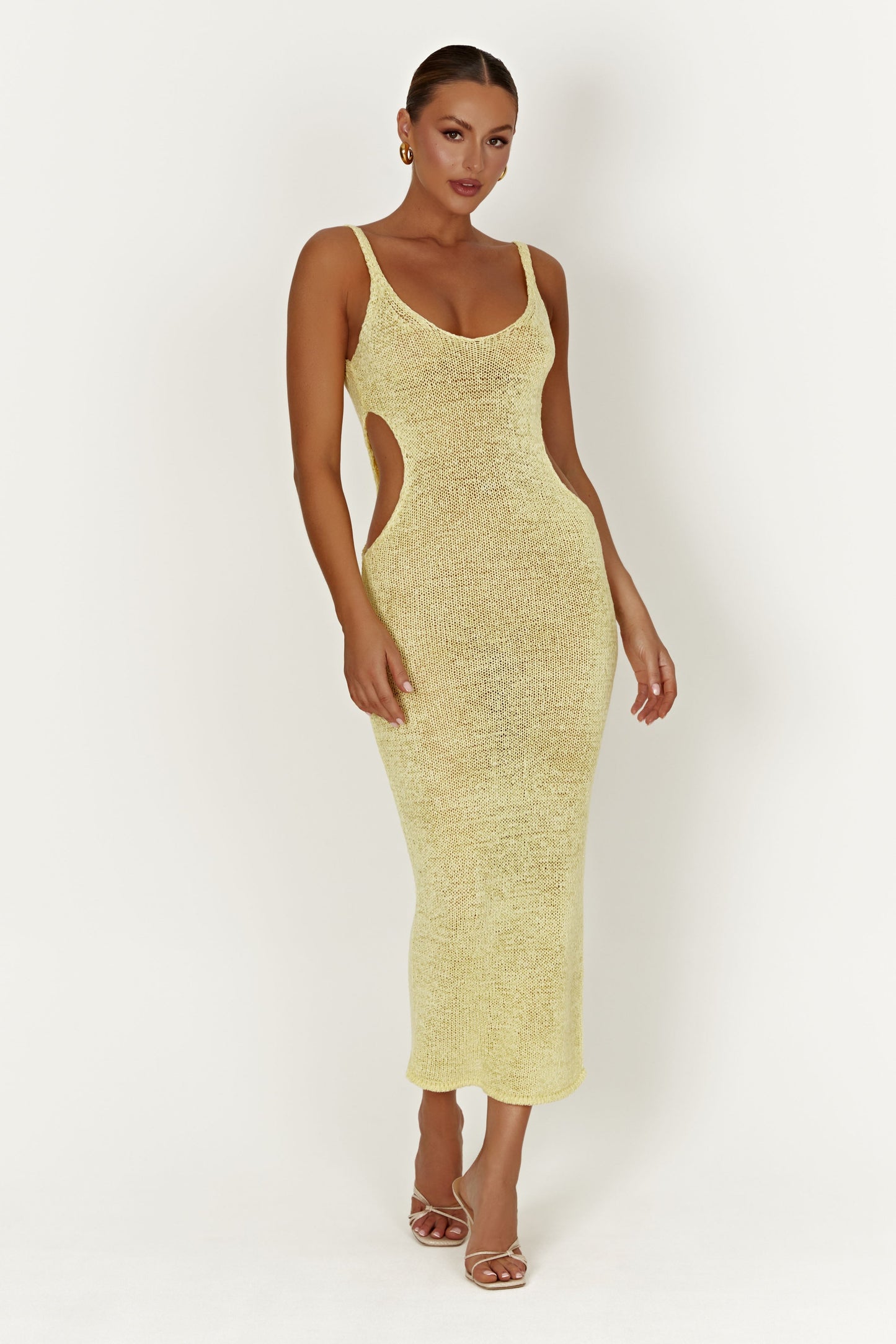 Shae Scoop Neck Knit Midi Dress - Lemon