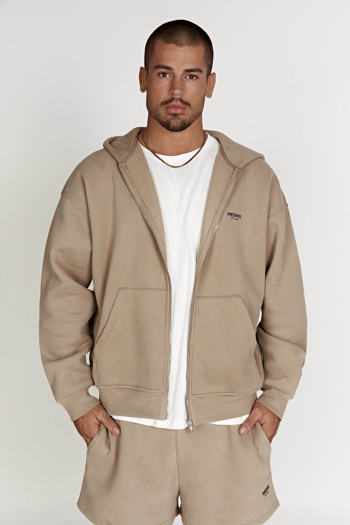 Corrie Unisex Zip Through Hoodie - Cement