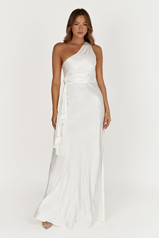 Calliope One Shoulder Maxi Dress - White