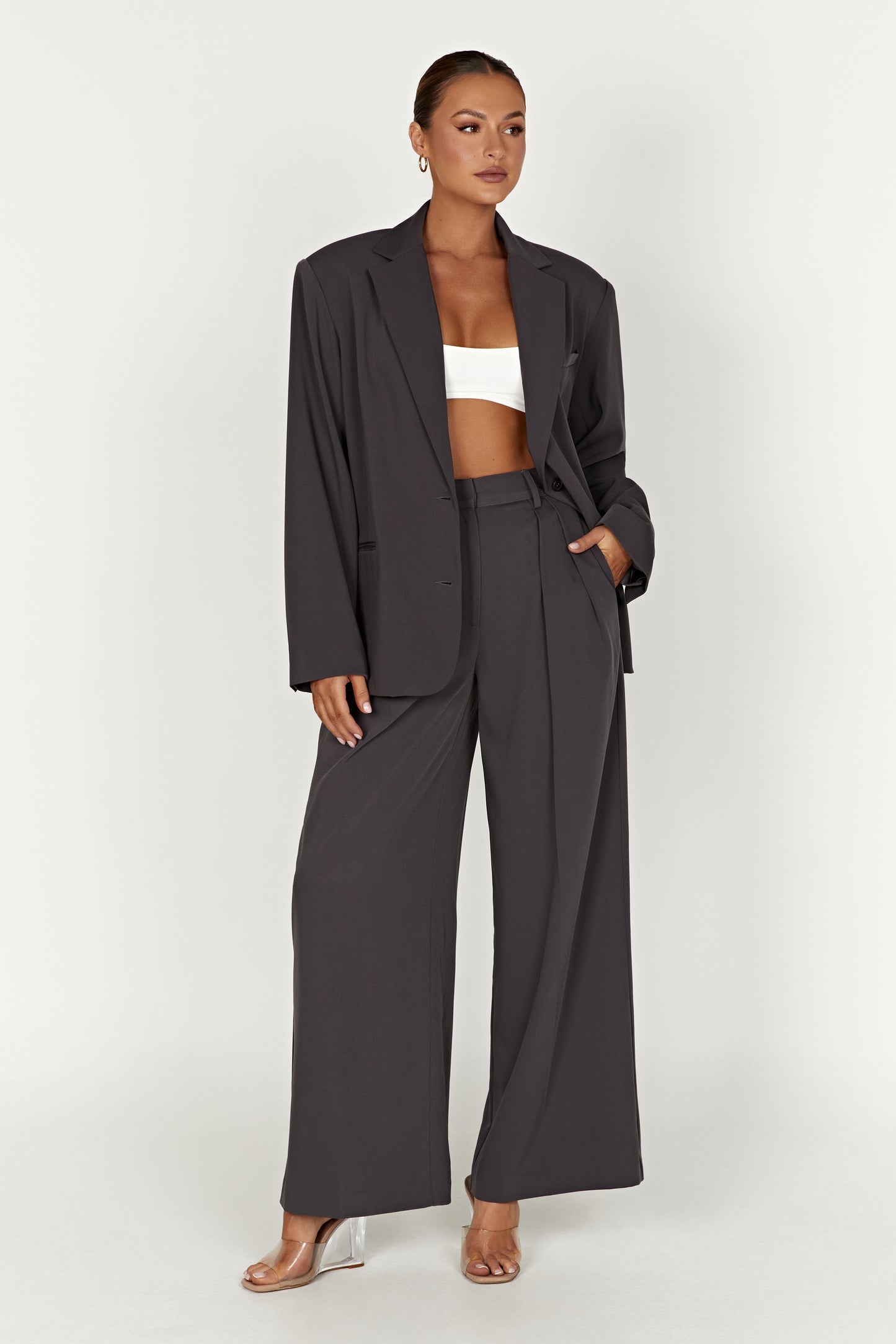 Jemima Straight Leg Pants - Charcoal