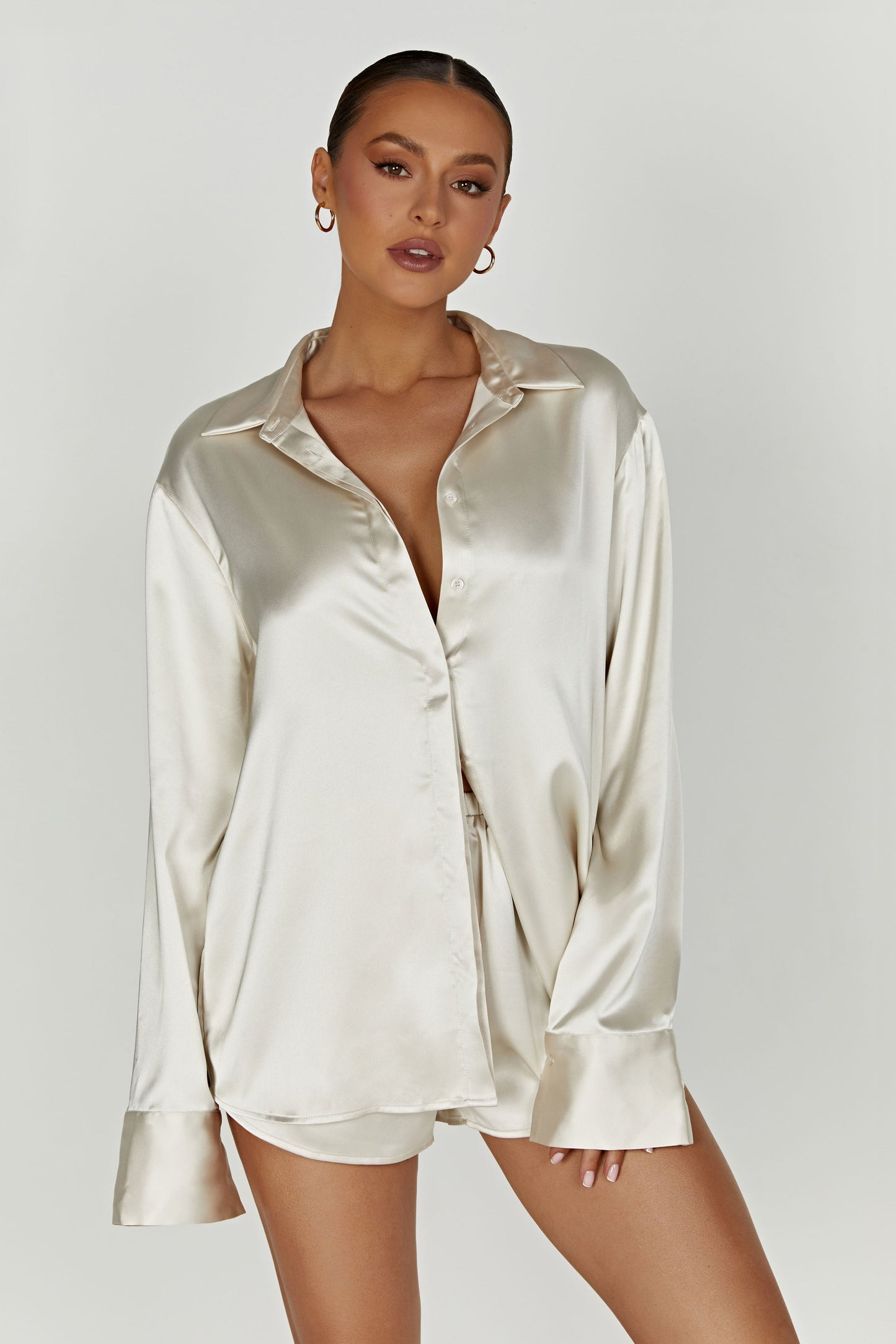 Nori Satin Shirt - Ivory