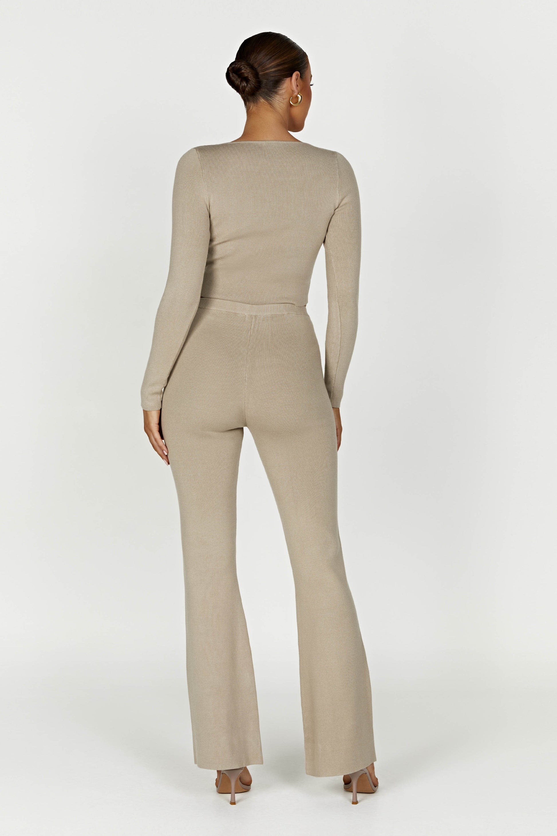 Rosetta Flare Knit Pants - Taupe #5