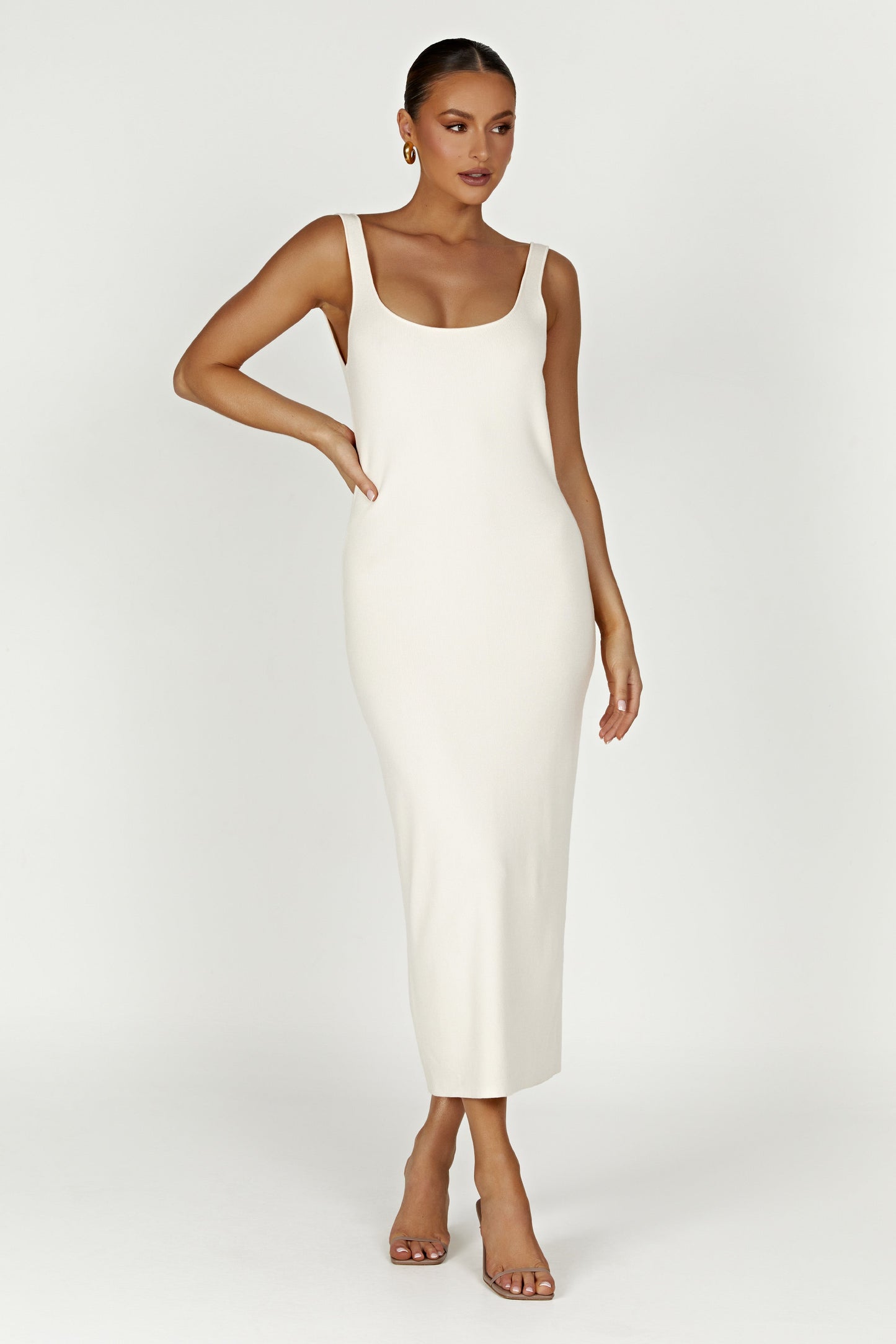 Janie Backless Knit Midi Dress - Cream