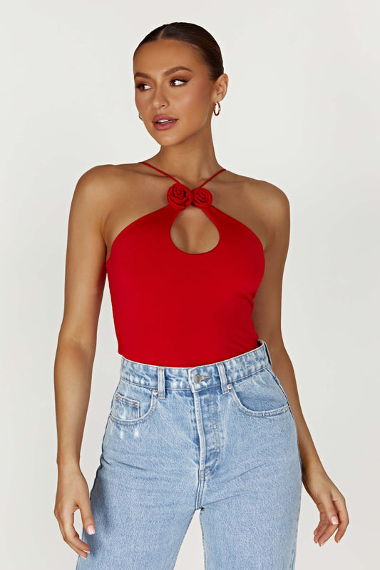 Adeline Rose Halter Top - Red