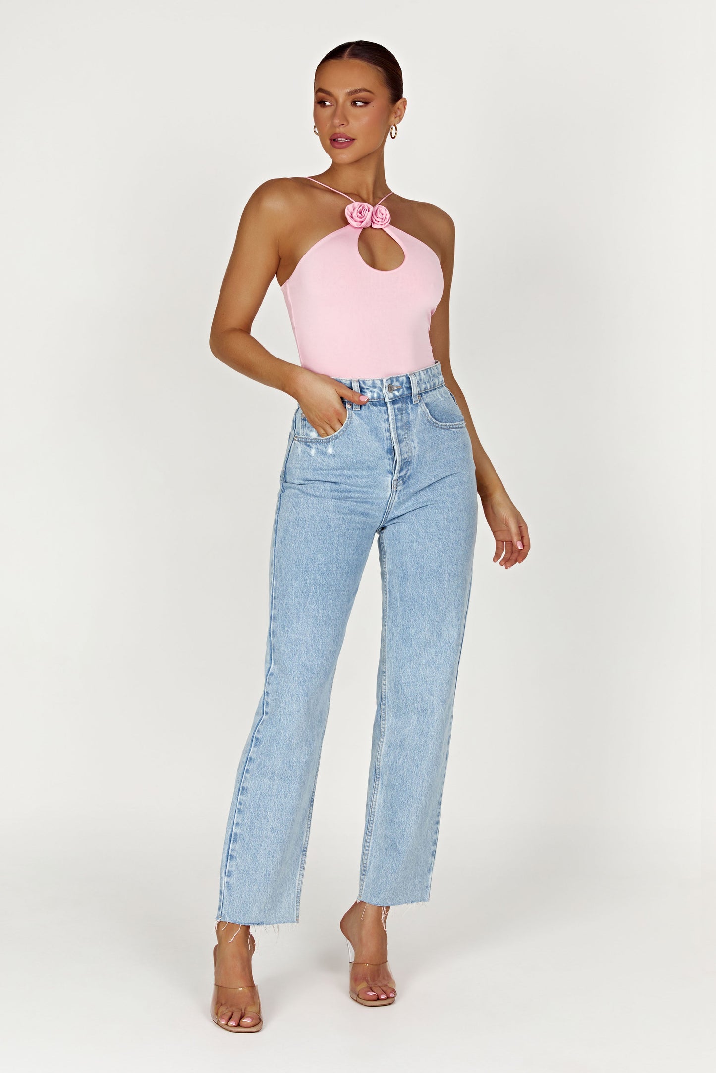Adeline Rose Halter Top - Baby Pink