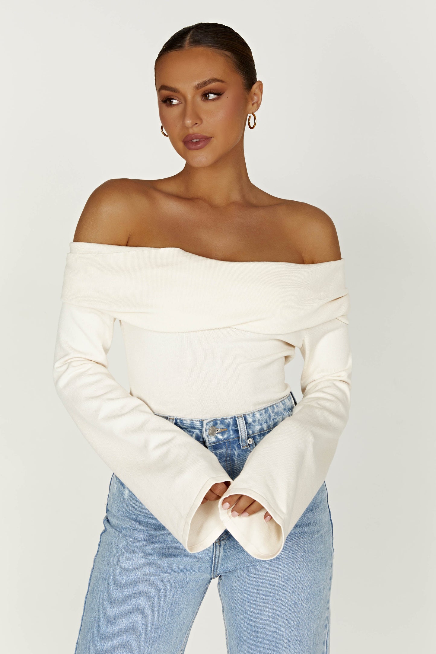 Marlisa Off Shoulder Twist Top - Ivory