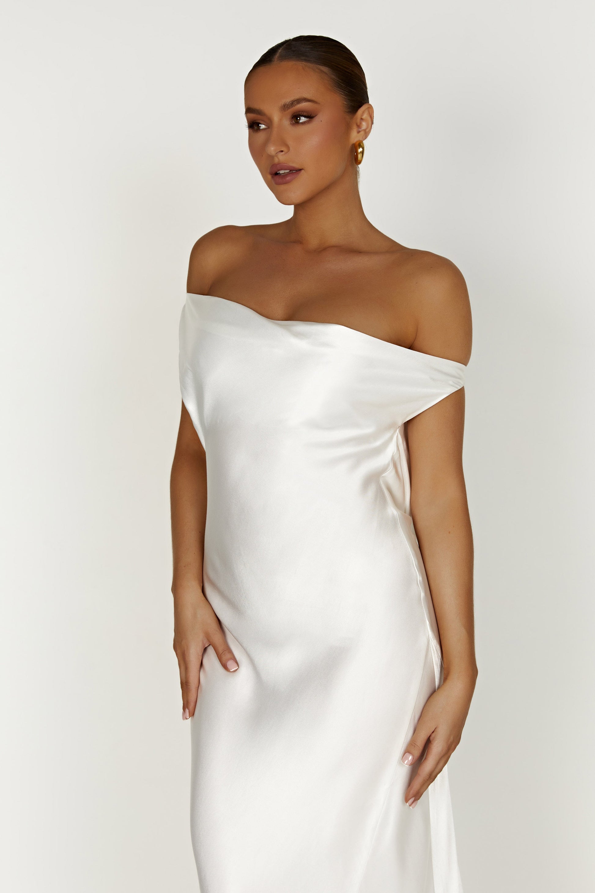 Yvette Slip Maxi Dress With Asymmetrical Hem - White #5