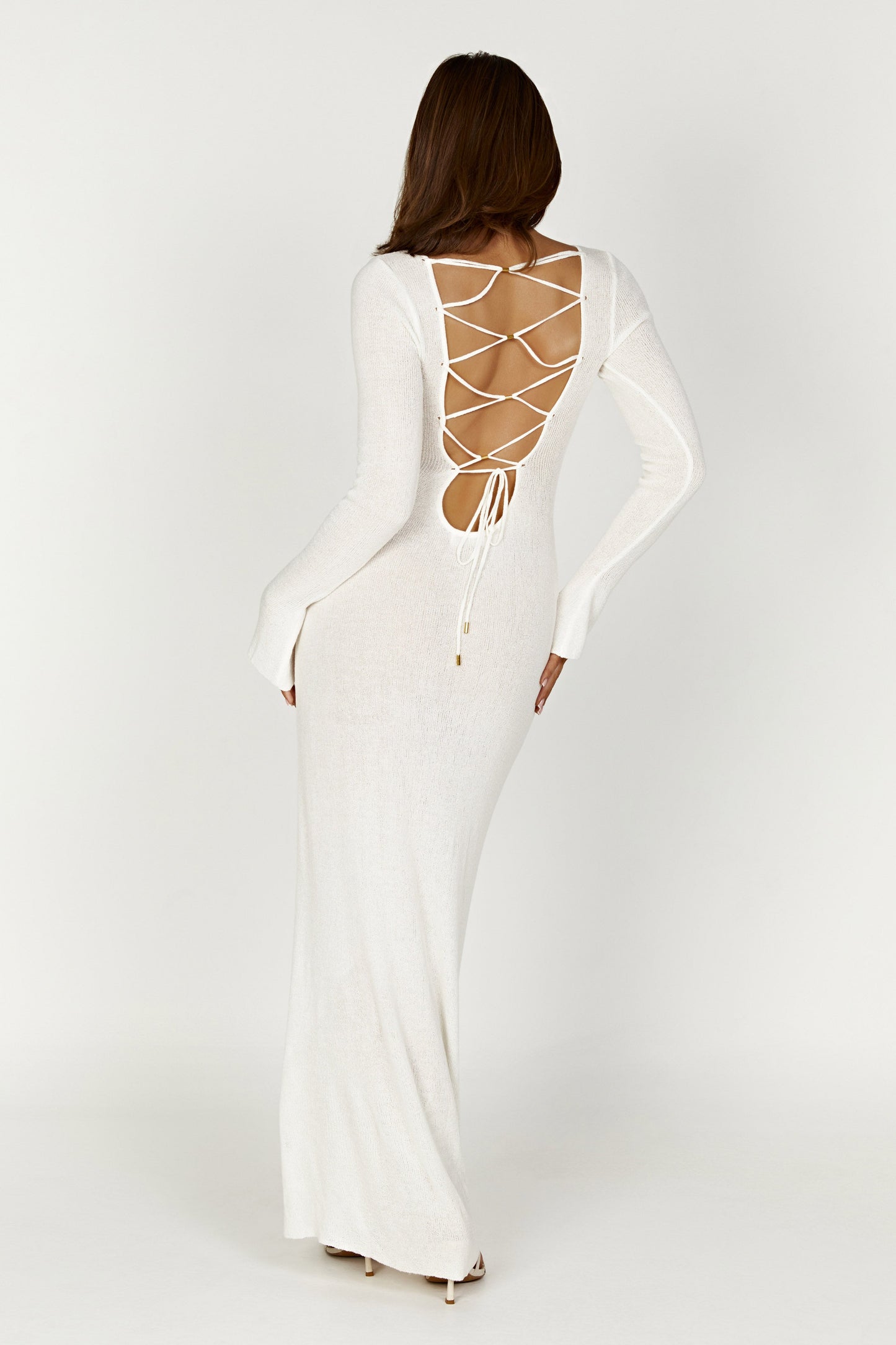 Talia Maxi Open Back Knit Dress - Ivory