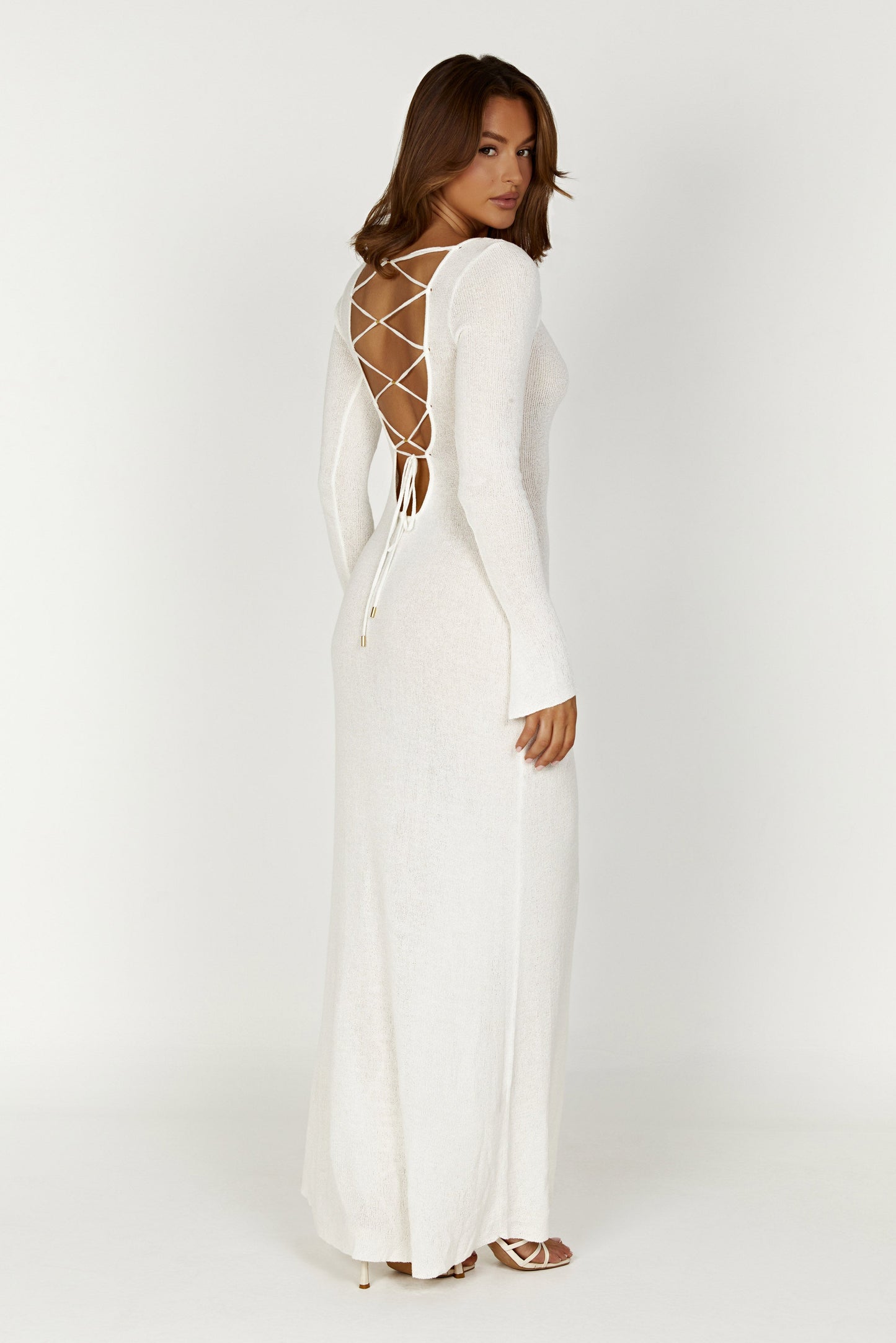 Talia Maxi Open Back Knit Dress - Ivory