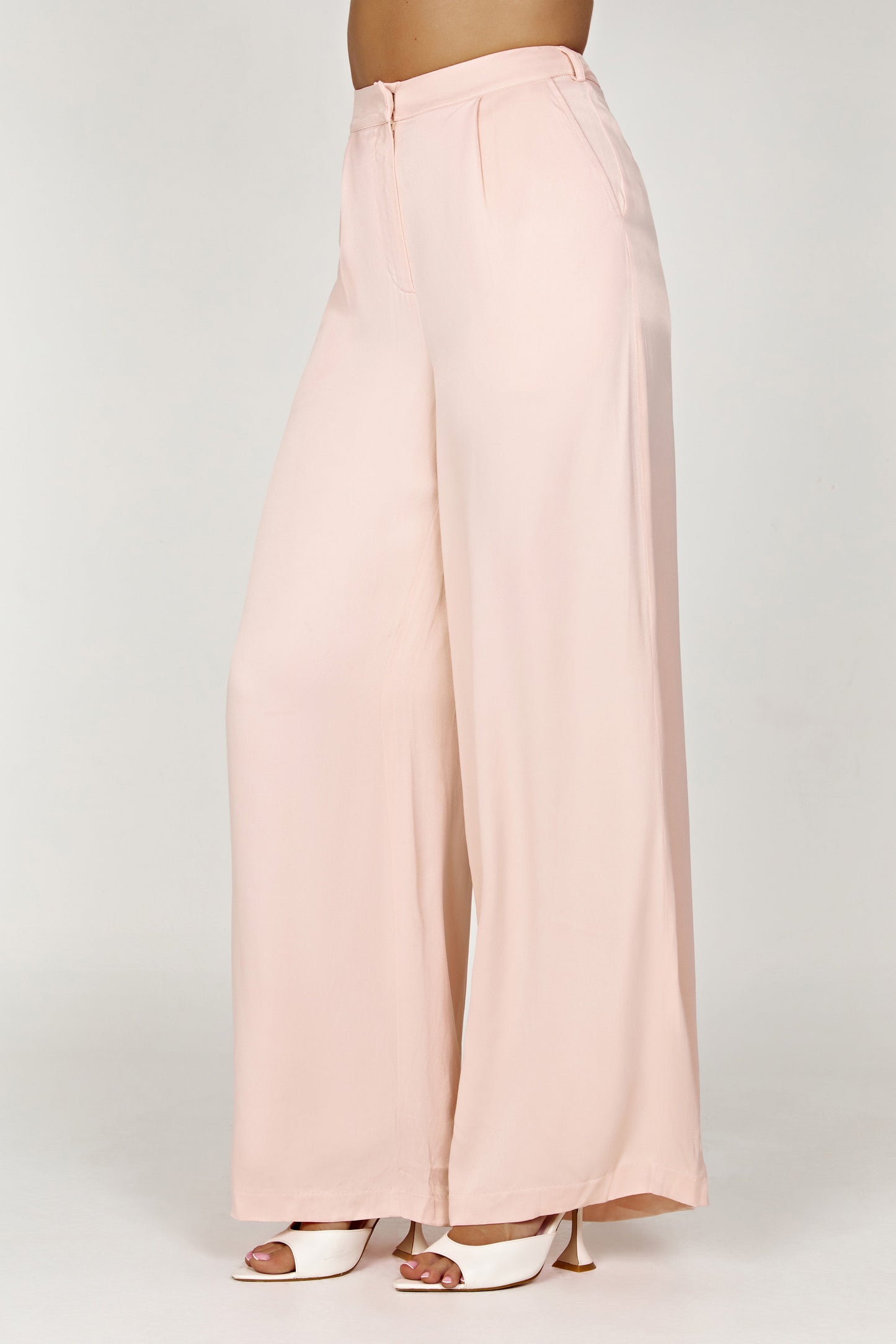 Nour Satin Wide Leg Pant - Apricot