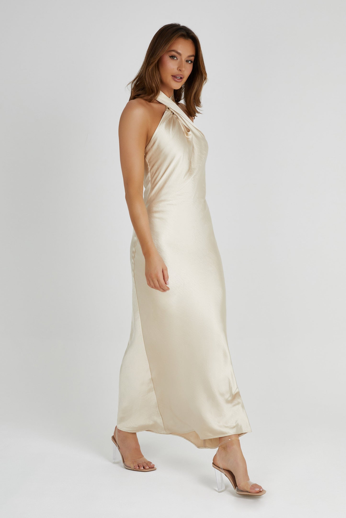 Laura Halter Satin Gown - Gold