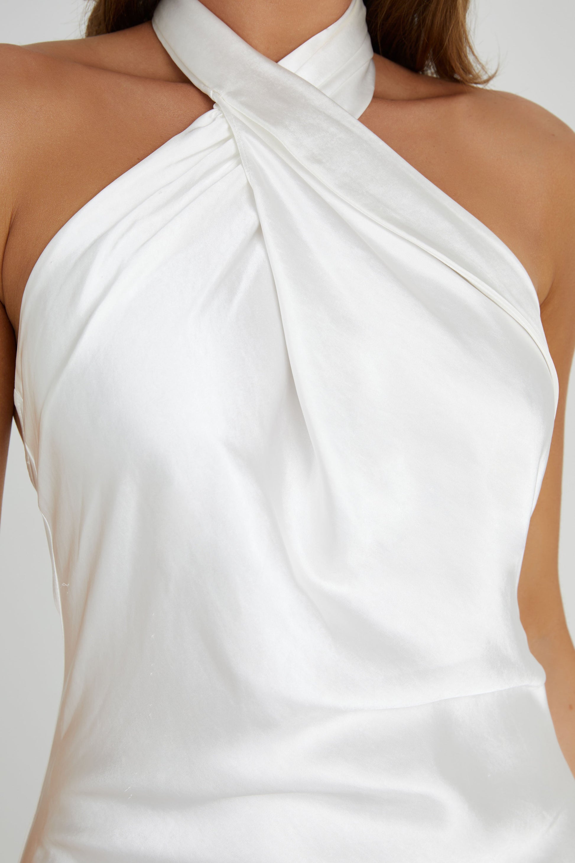 Laura Halter Satin Gown - White #3