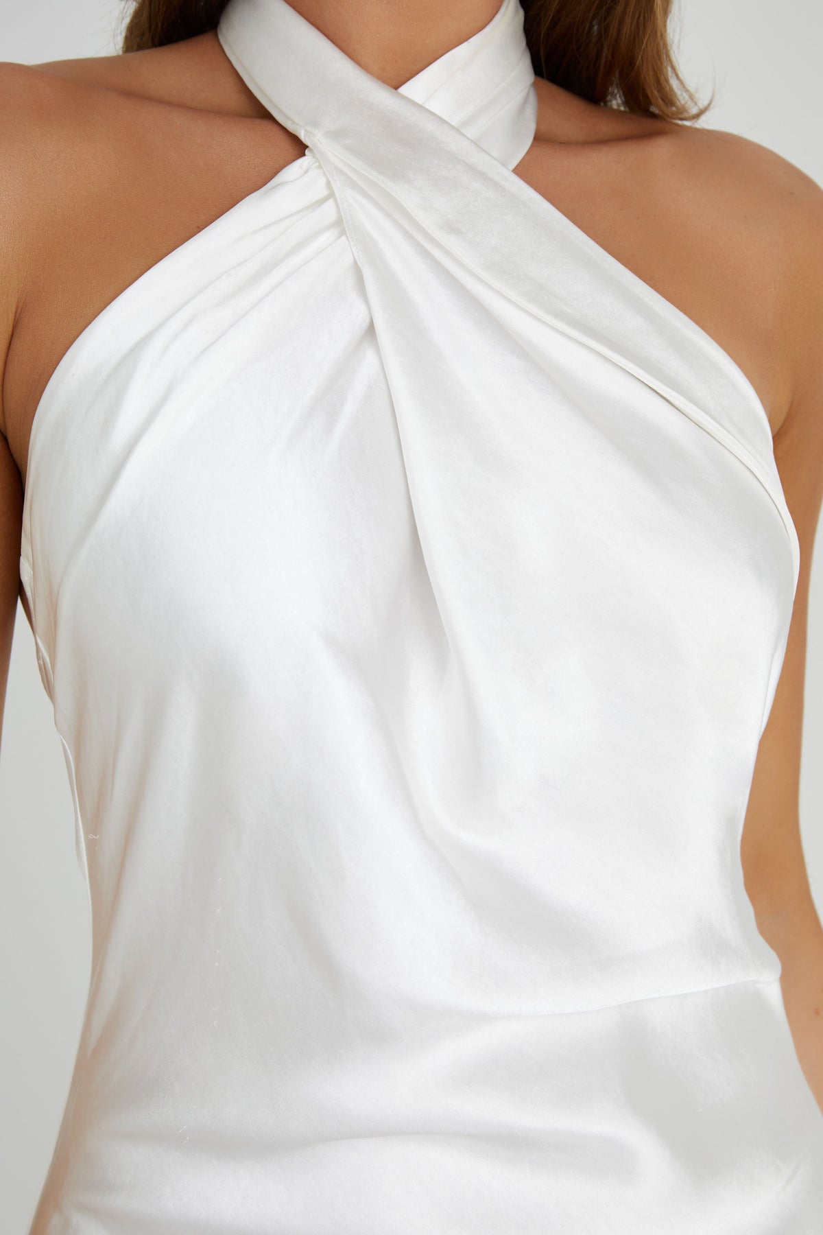 Laura Halter Satin Gown - White #3
