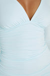 Leanne Jersey Gathered Mini Dress - White