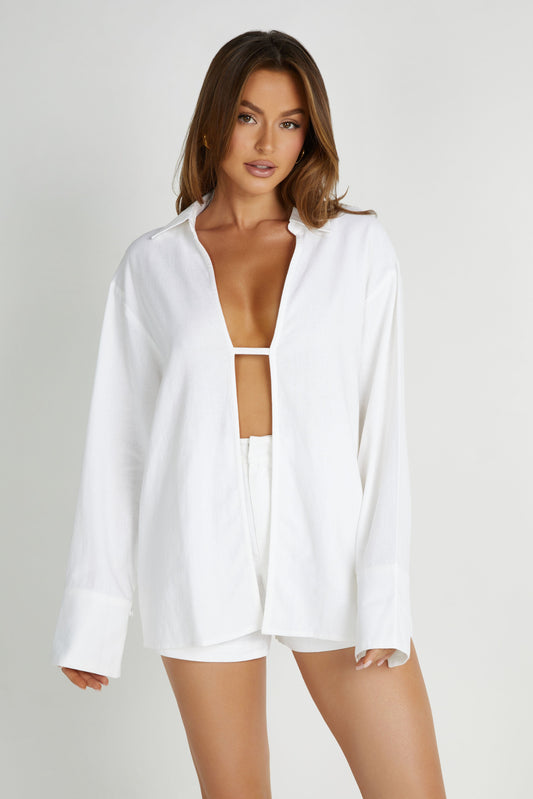 Tasha Oversized Linen Shirt - White