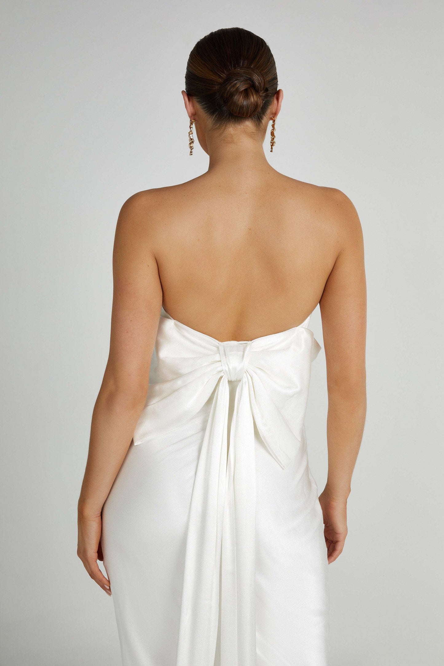 Rochelle Bow Back Satin Maxi Dress - White