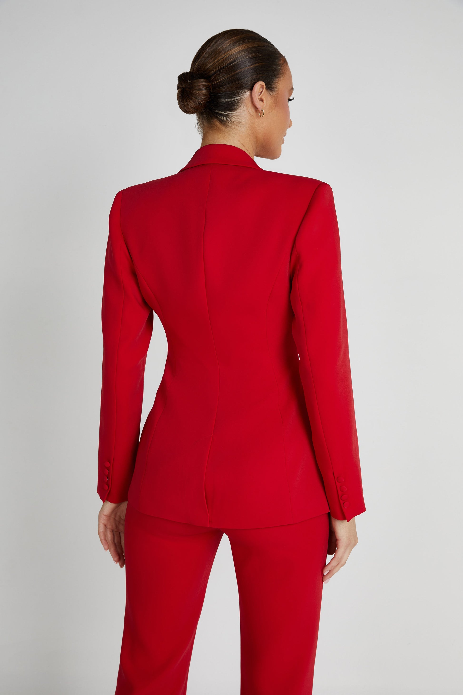 Helda Fitted Cinched Waist Blazer - Red #2