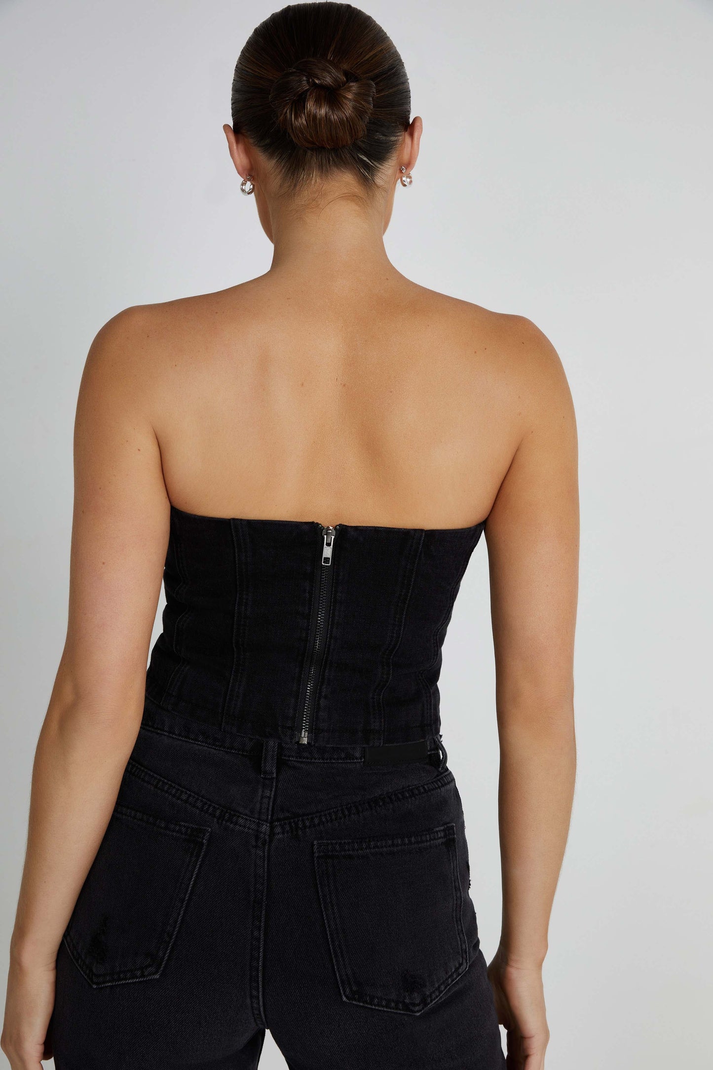 Jordana Denim Tube Top - Washed Black