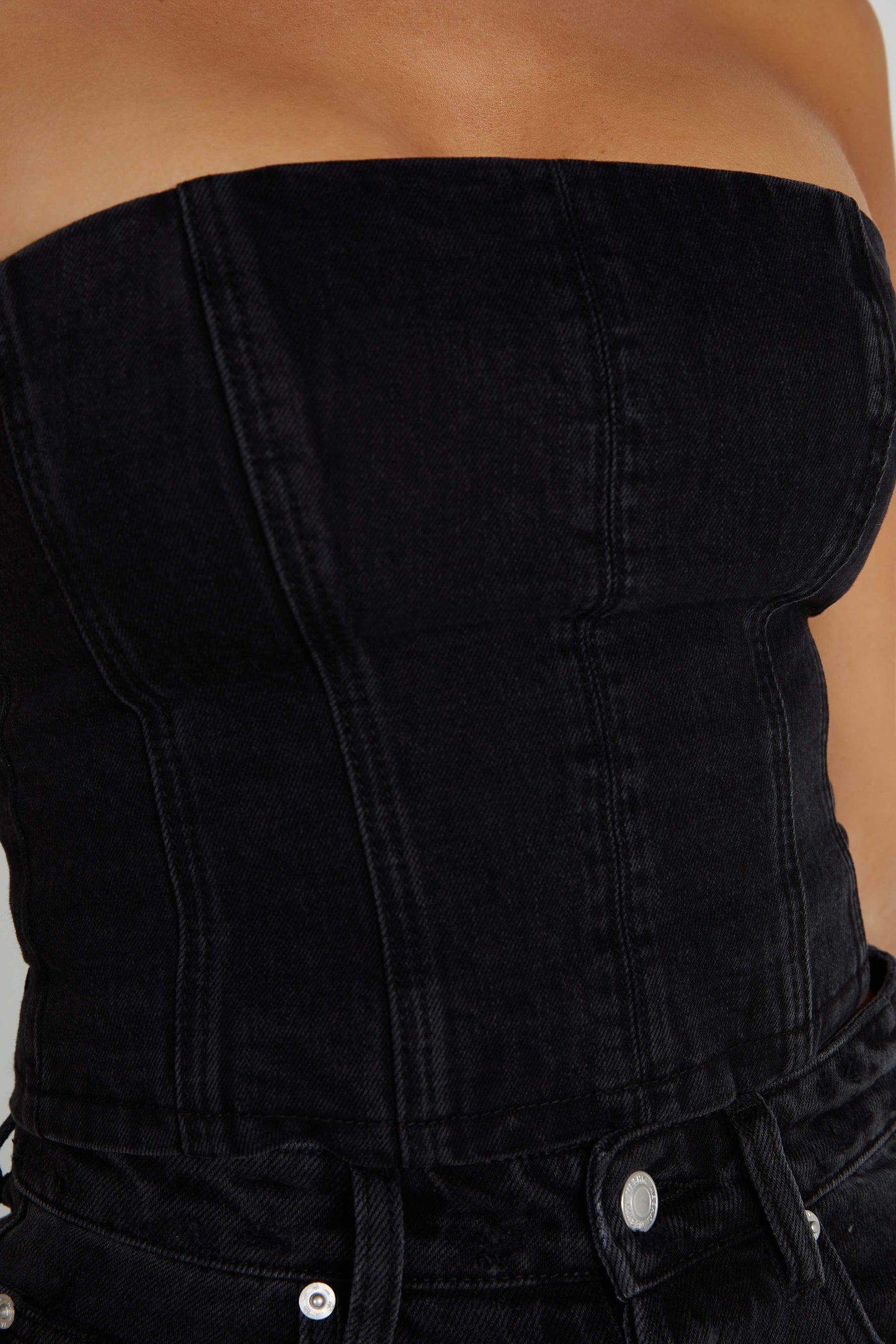 Jordana Denim Tube Top - Washed Black