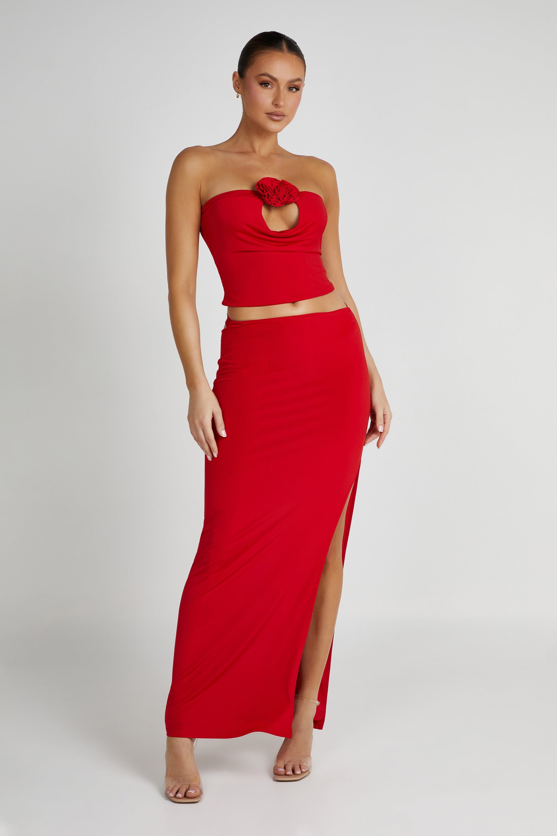 Jeanine Cowl Back Maxi Skirt - Red #5