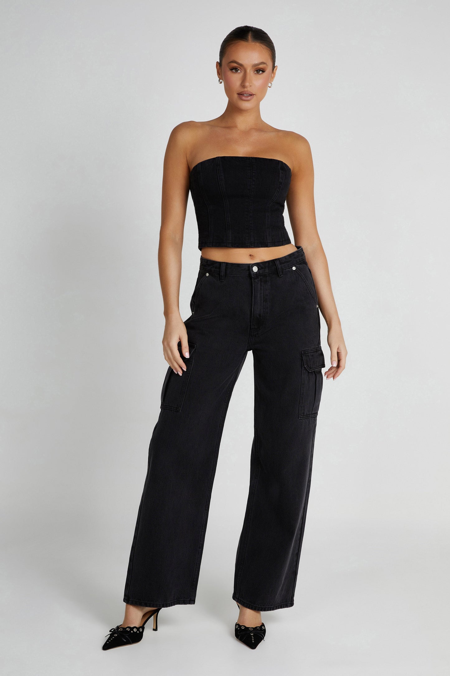 Jagger Mid Rise Oversized Denim Jean - Washed Black