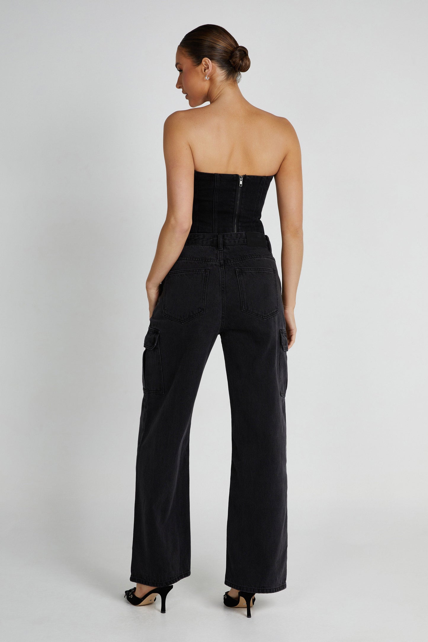 Jordana Denim Tube Top - Washed Black