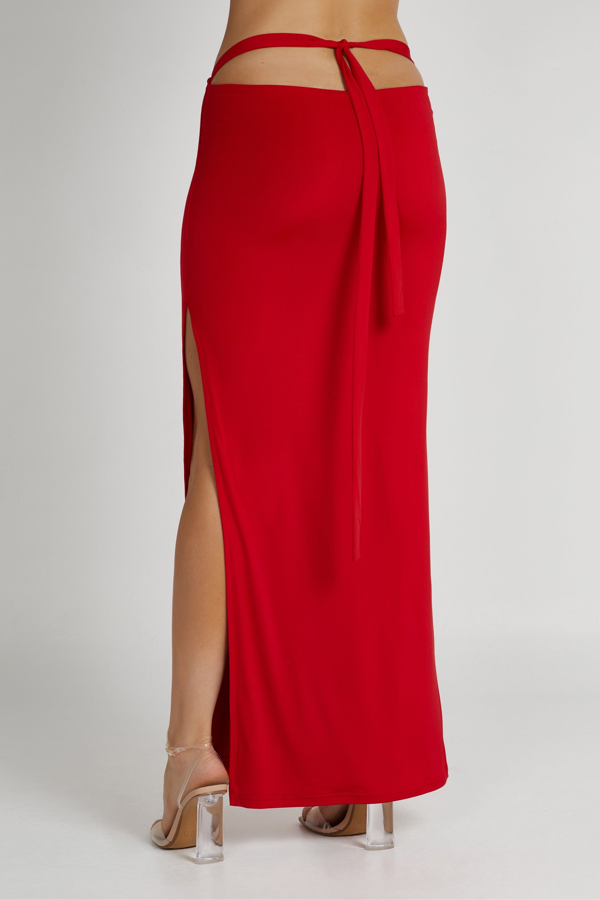 Jeanine Cowl Back Maxi Skirt - Red #2