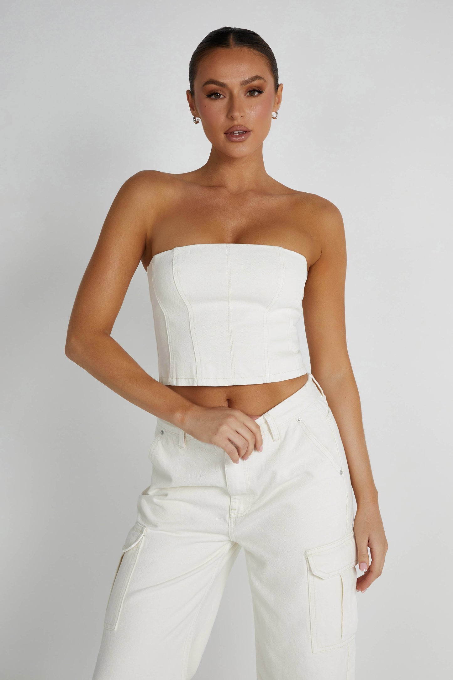 Jordana Denim Tube Top - Ecru