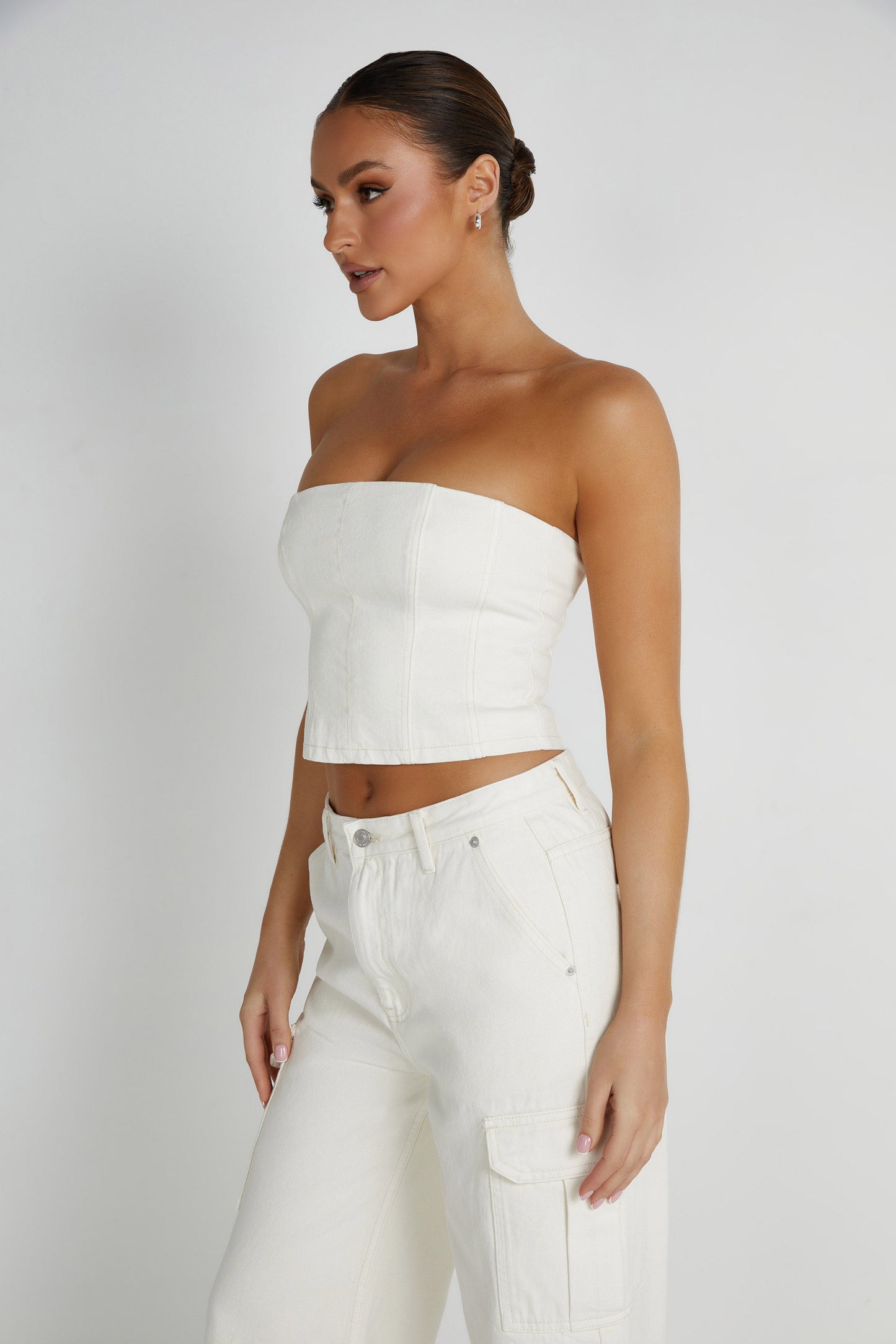 Jordana Denim Tube Top - Ecru