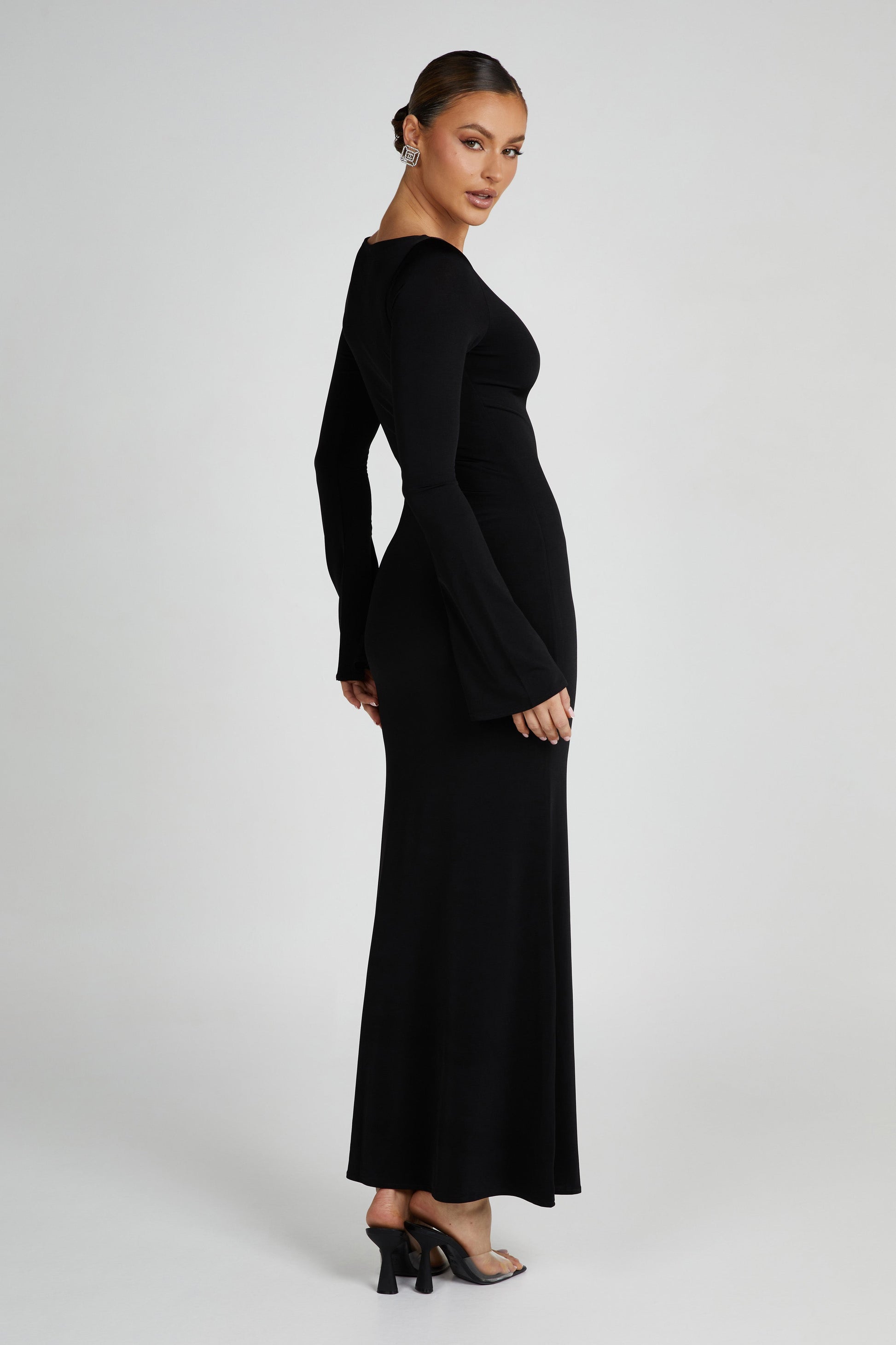 Tarna Slinky Fishtail Maxi Dress - Black #2