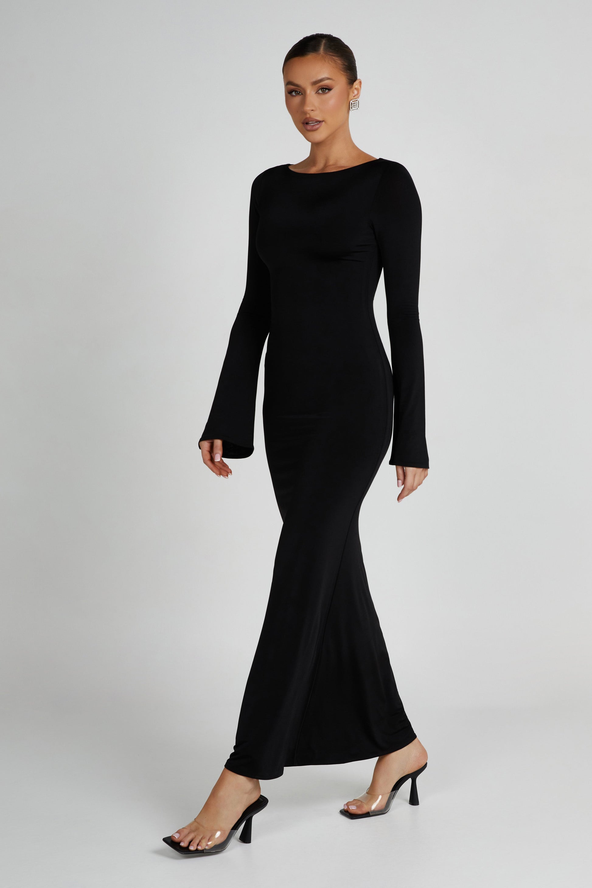 Tarna Slinky Fishtail Maxi Dress - Black #3