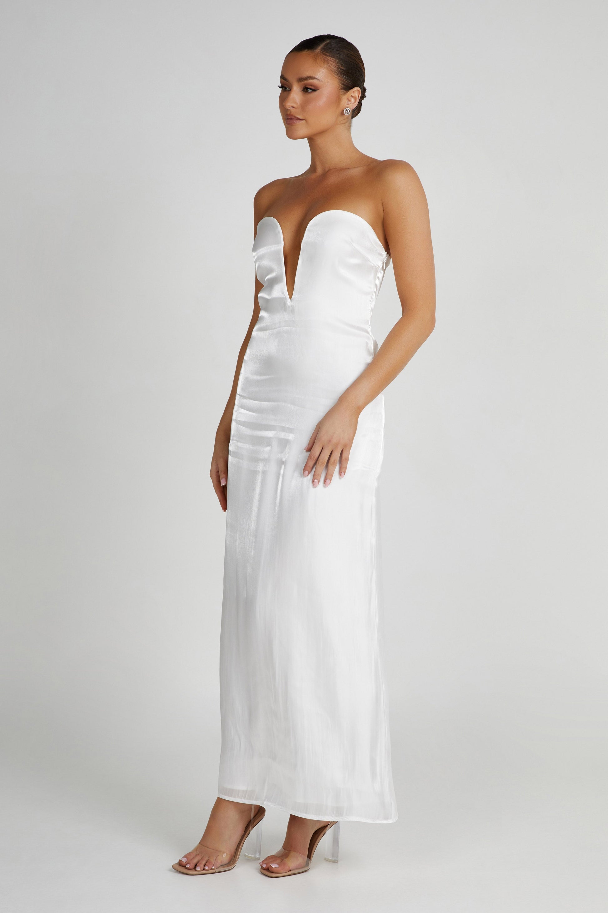 Chantelle Liquid Satin Midi Dress - White #4