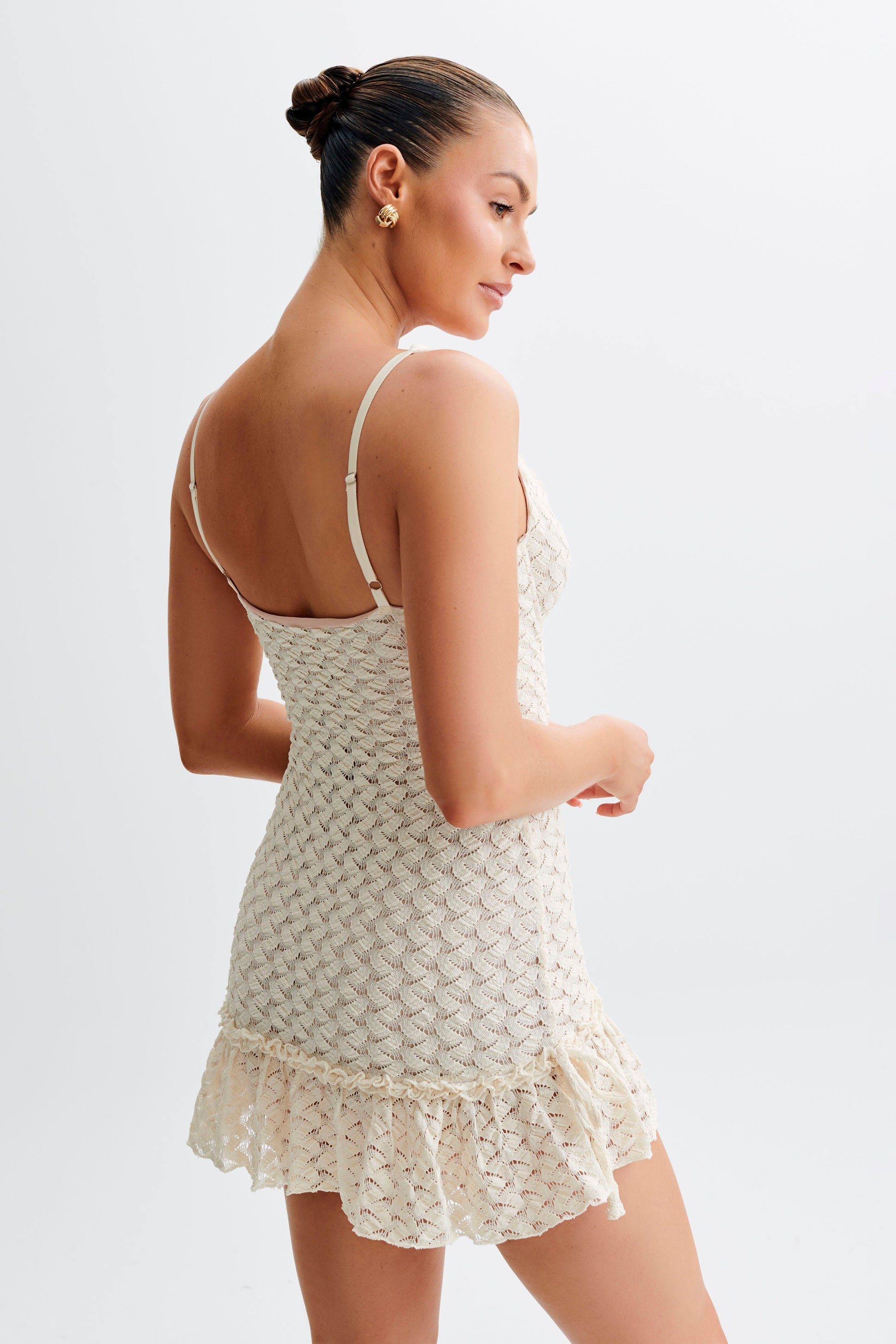 Marietta Cupped Lace Mini Dress - Ivory #3