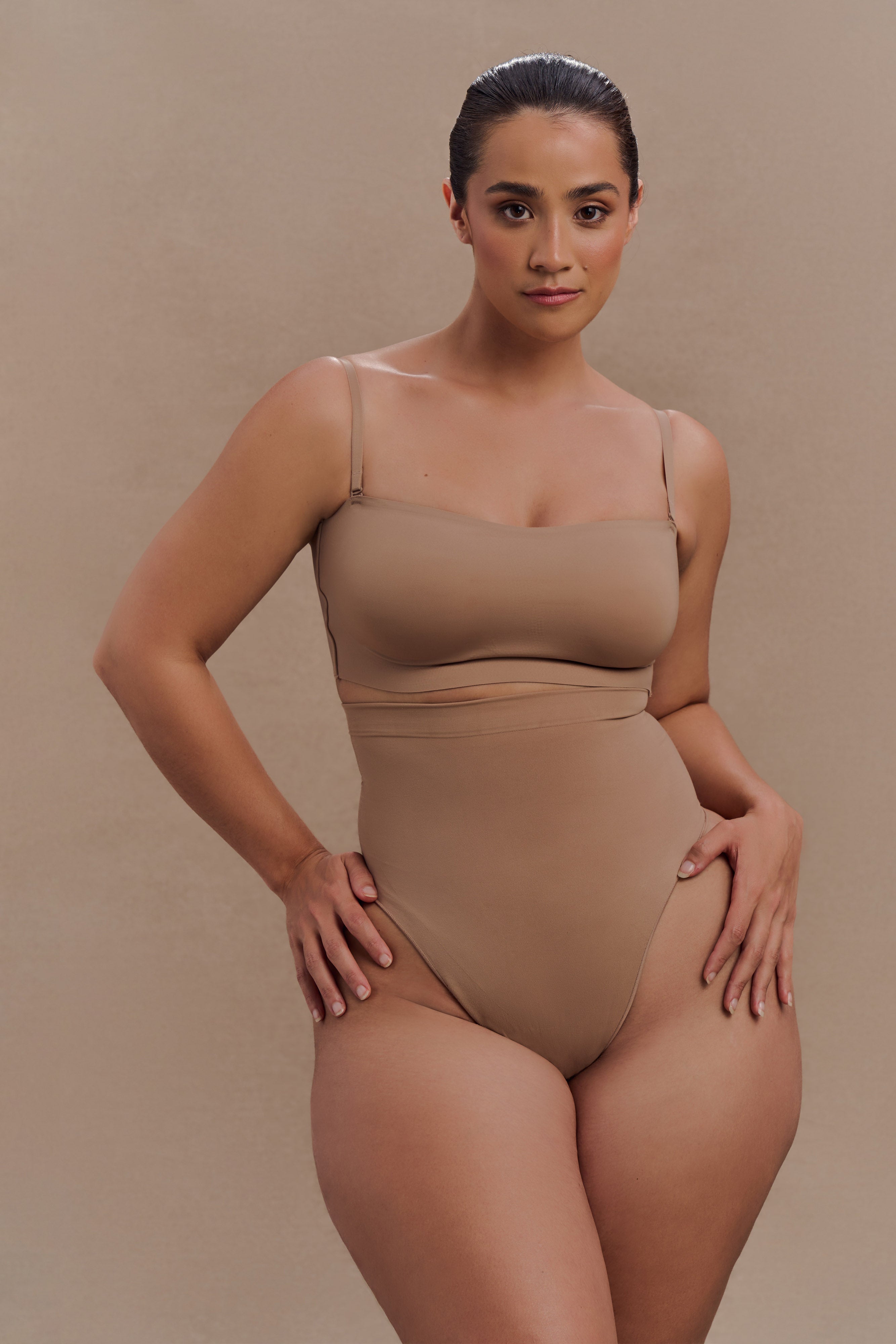 Tessa strapless maxi jurk - Kaki main image 1