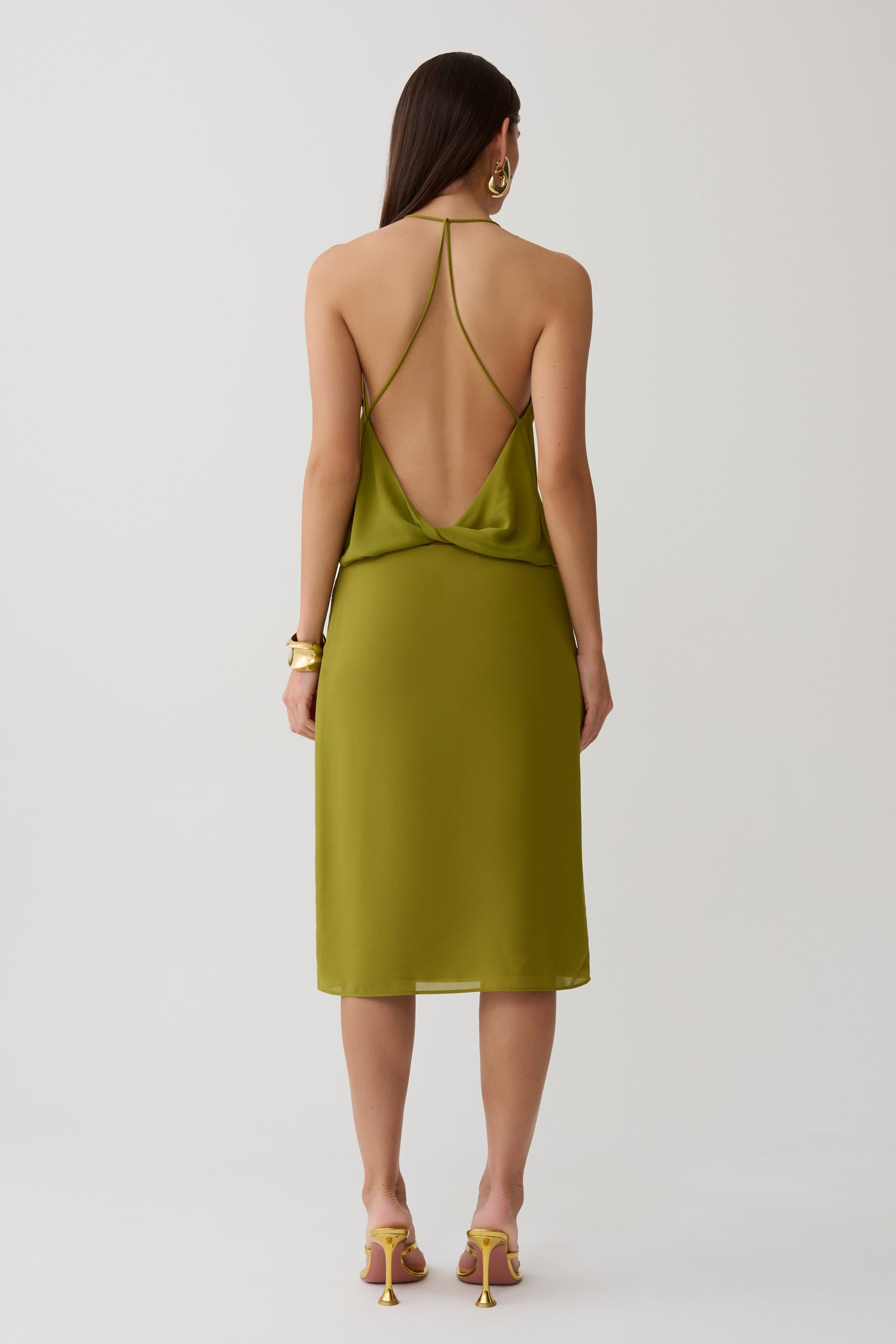 Amelia Chiffon Midi Skirt - Green #5