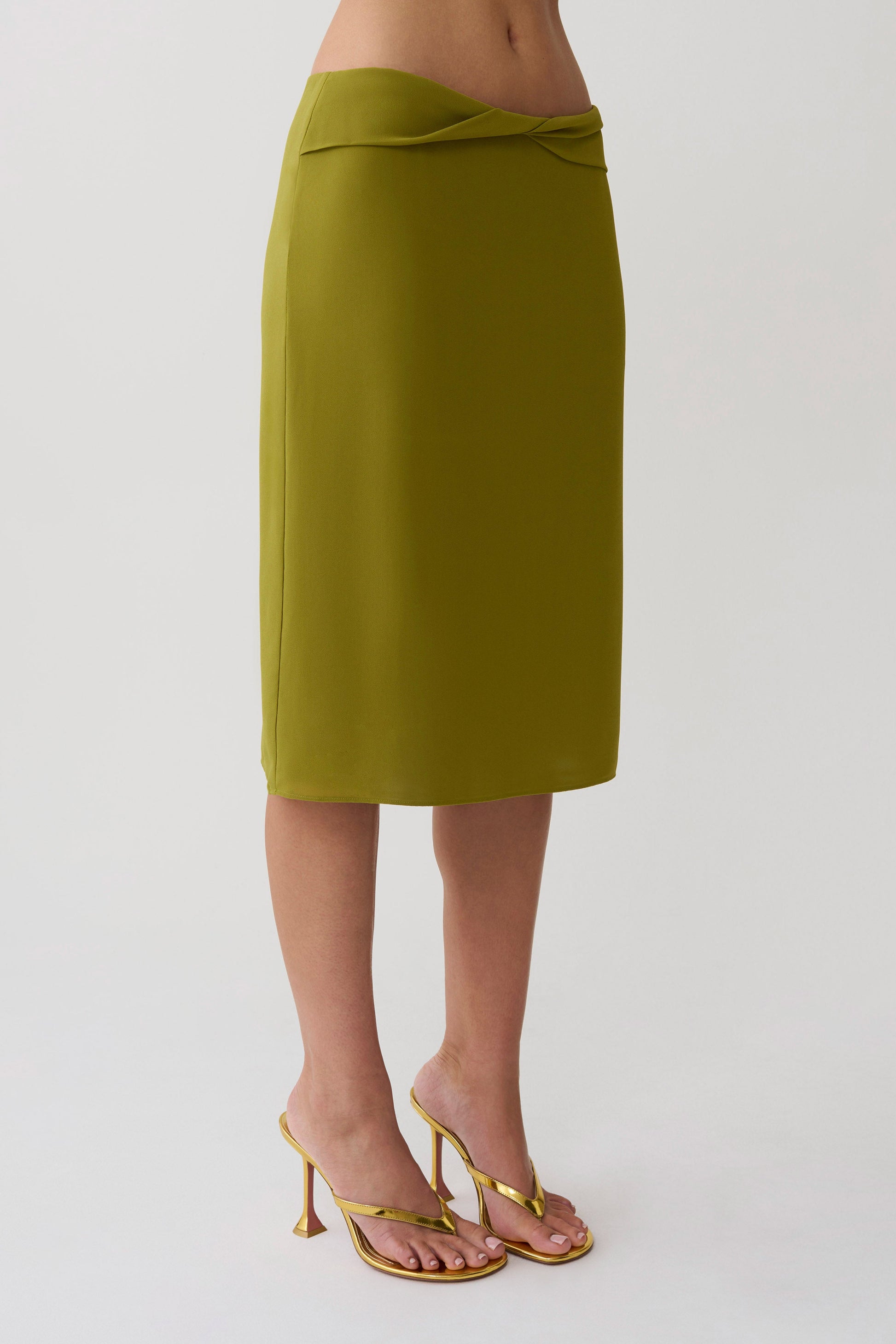 Amelia Chiffon Midi Skirt - Green #3
